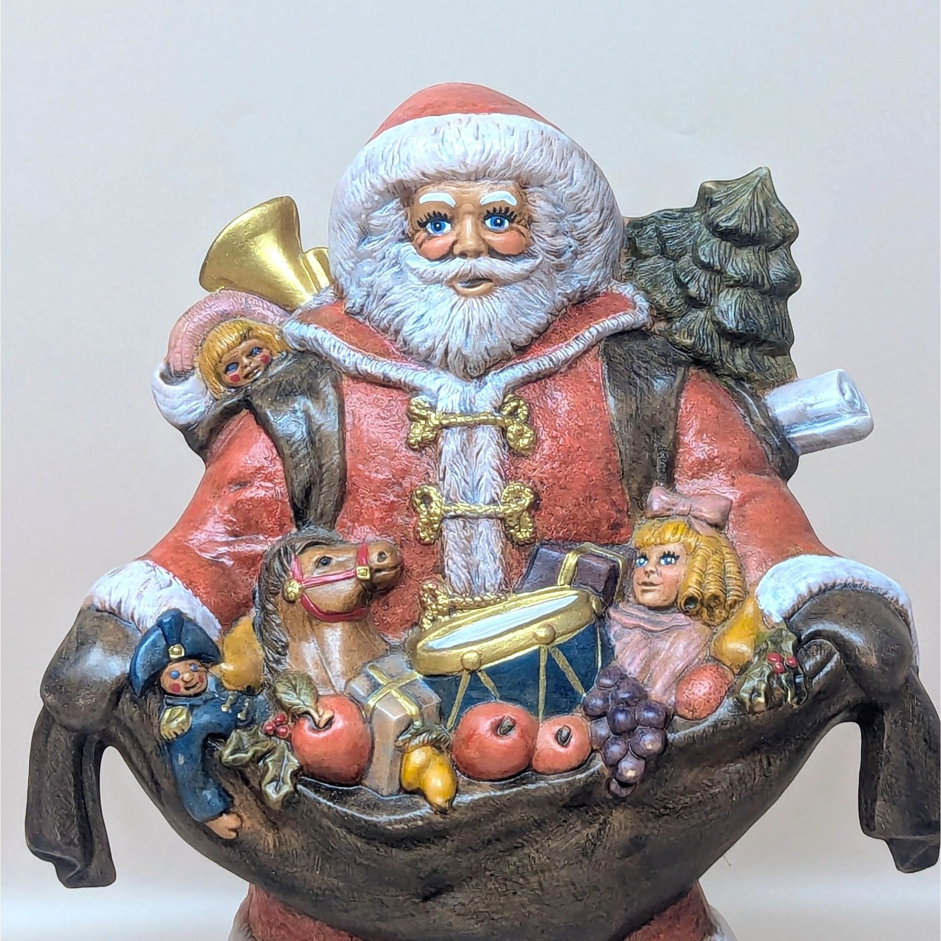 1990s Hand Painted Ceramic Santa Figure