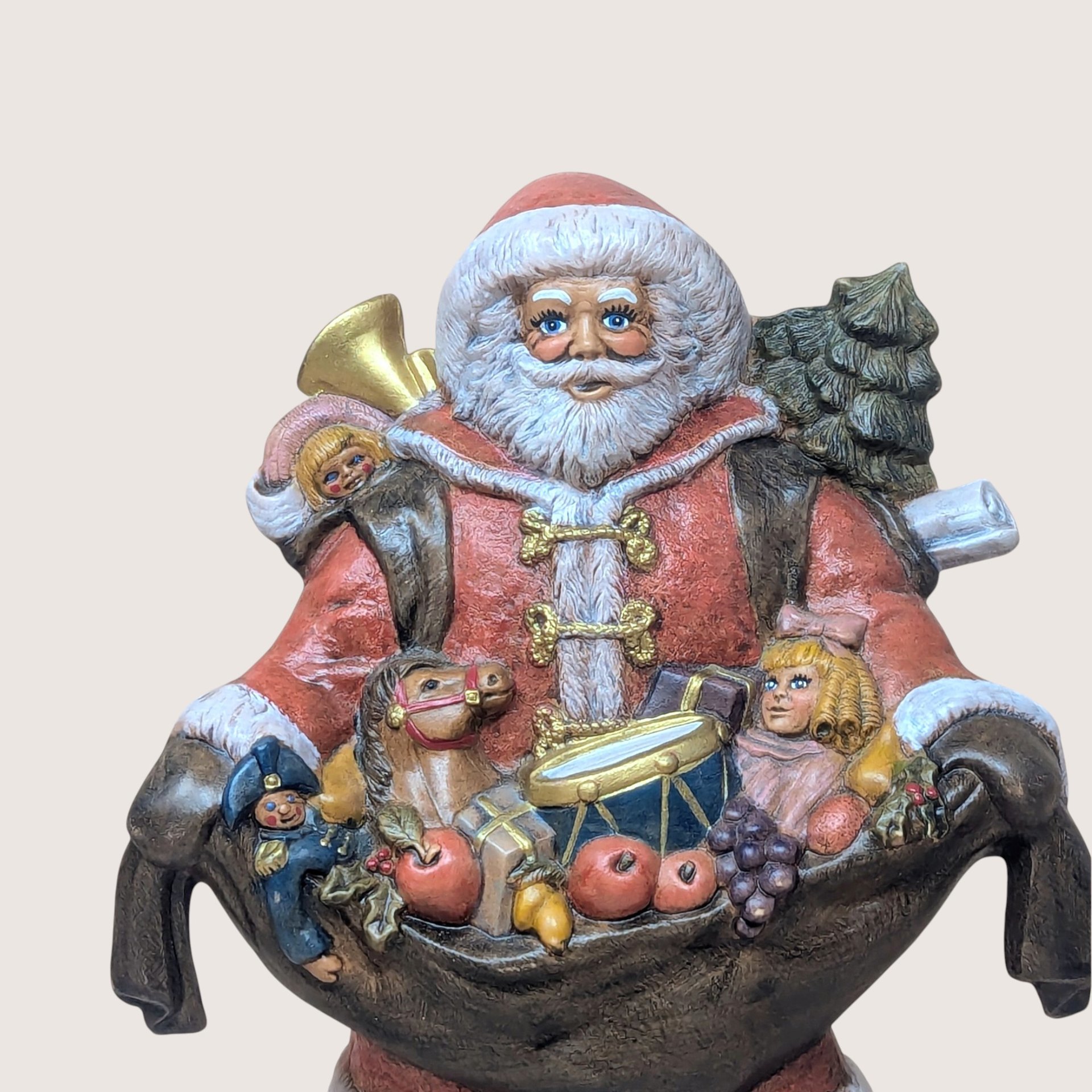 1980s Vintage Ceramic Hand Painted Santa Claus Figurine