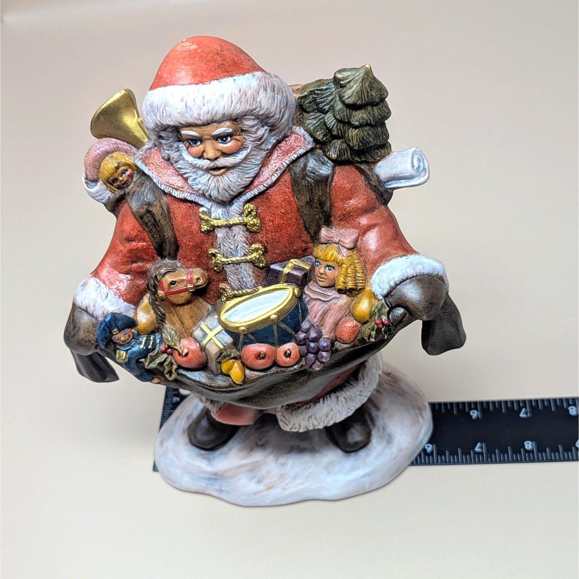 1990s Hand Painted Ceramic Santa Figure