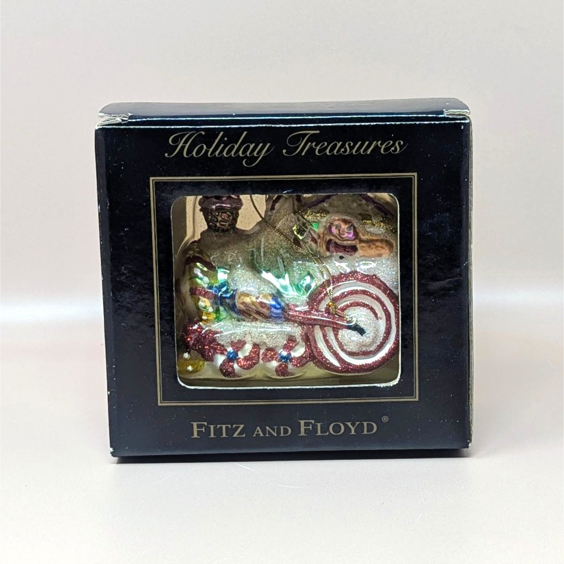 2003 Fitz and Floyd Holiday Treasures Blown Glass Train Ornament