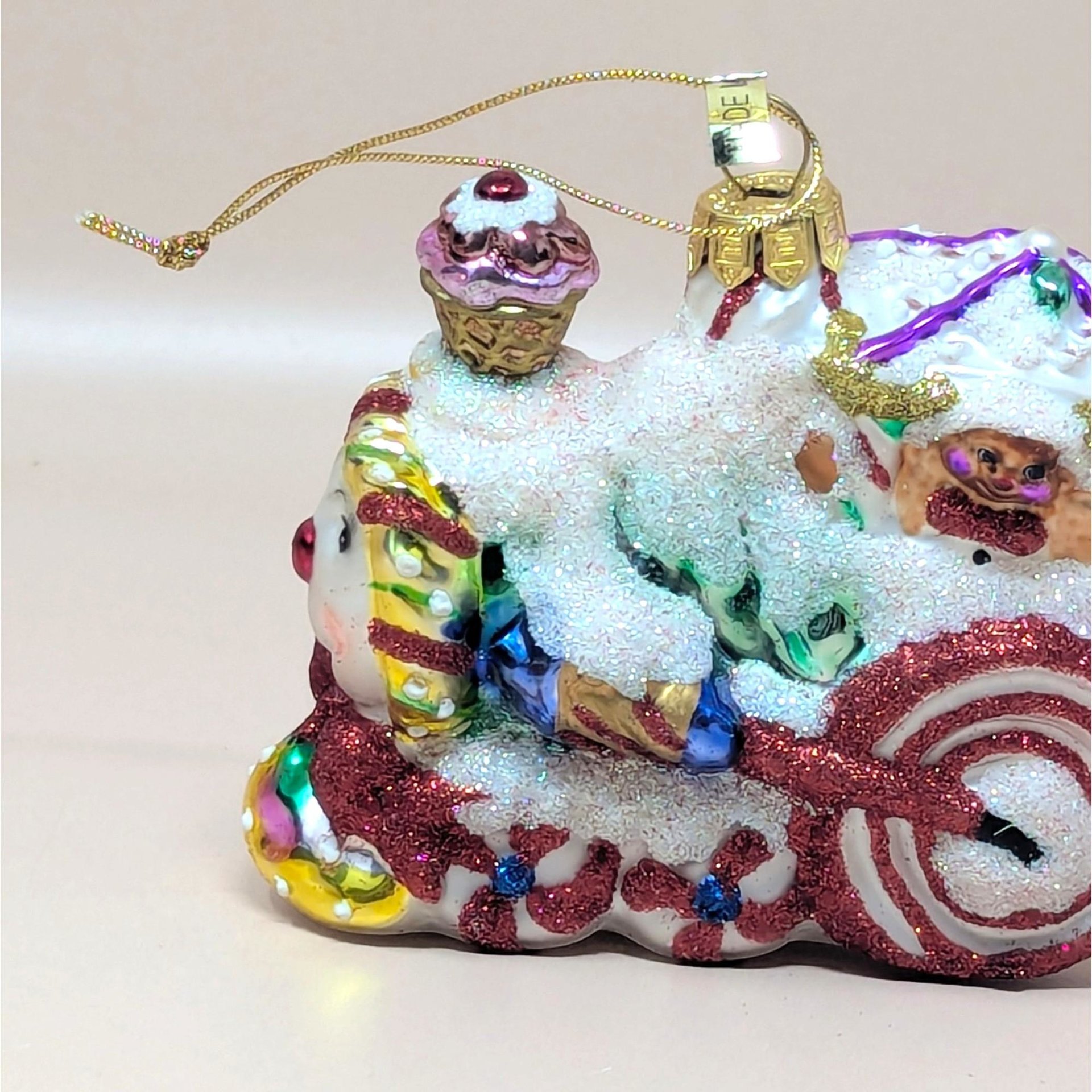 2003 Fitz and Floyd Holiday Treasures Blown Glass Train Ornament