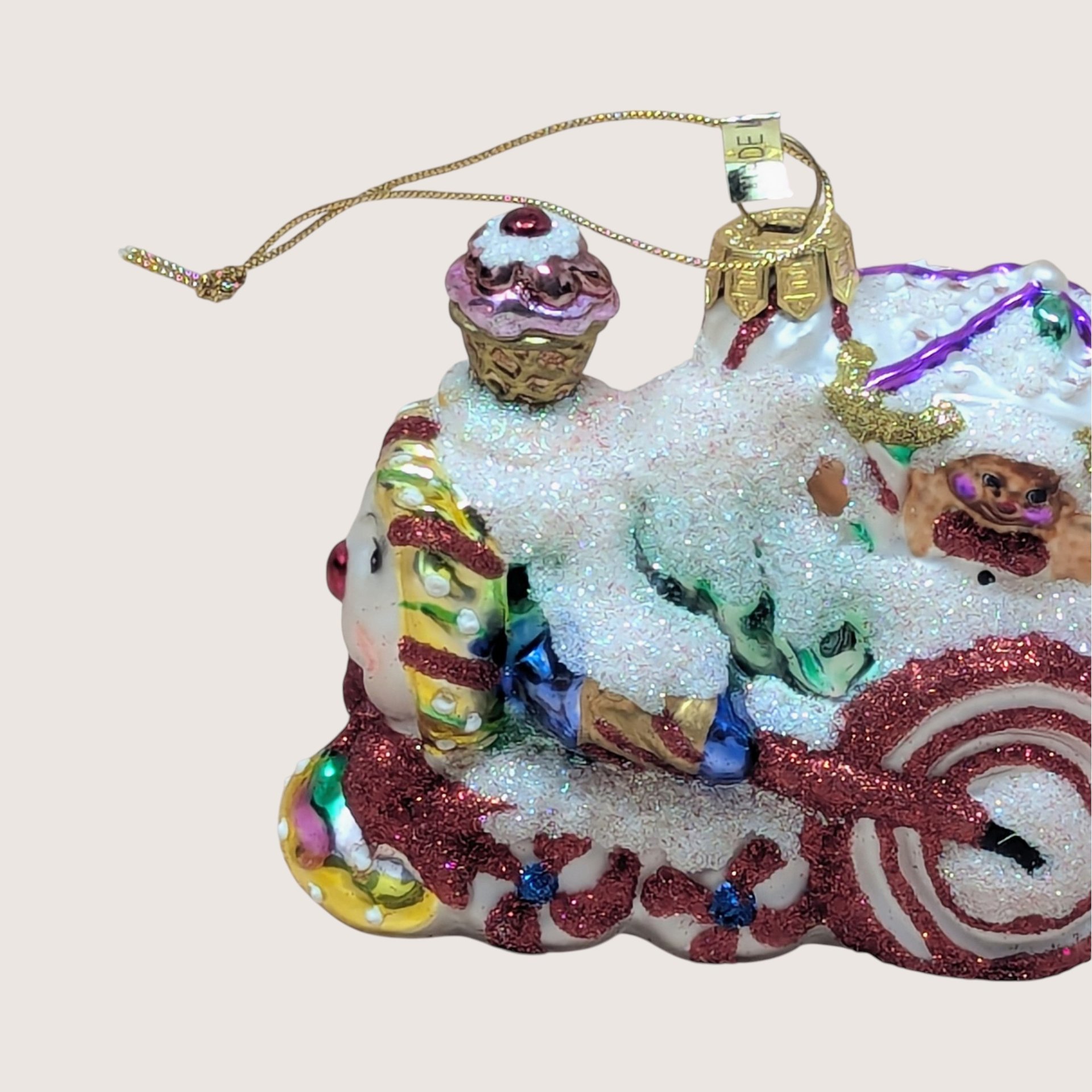 2003 Fitz and Floyd Holiday Treasures Blown Glass Train Ornament Christmas