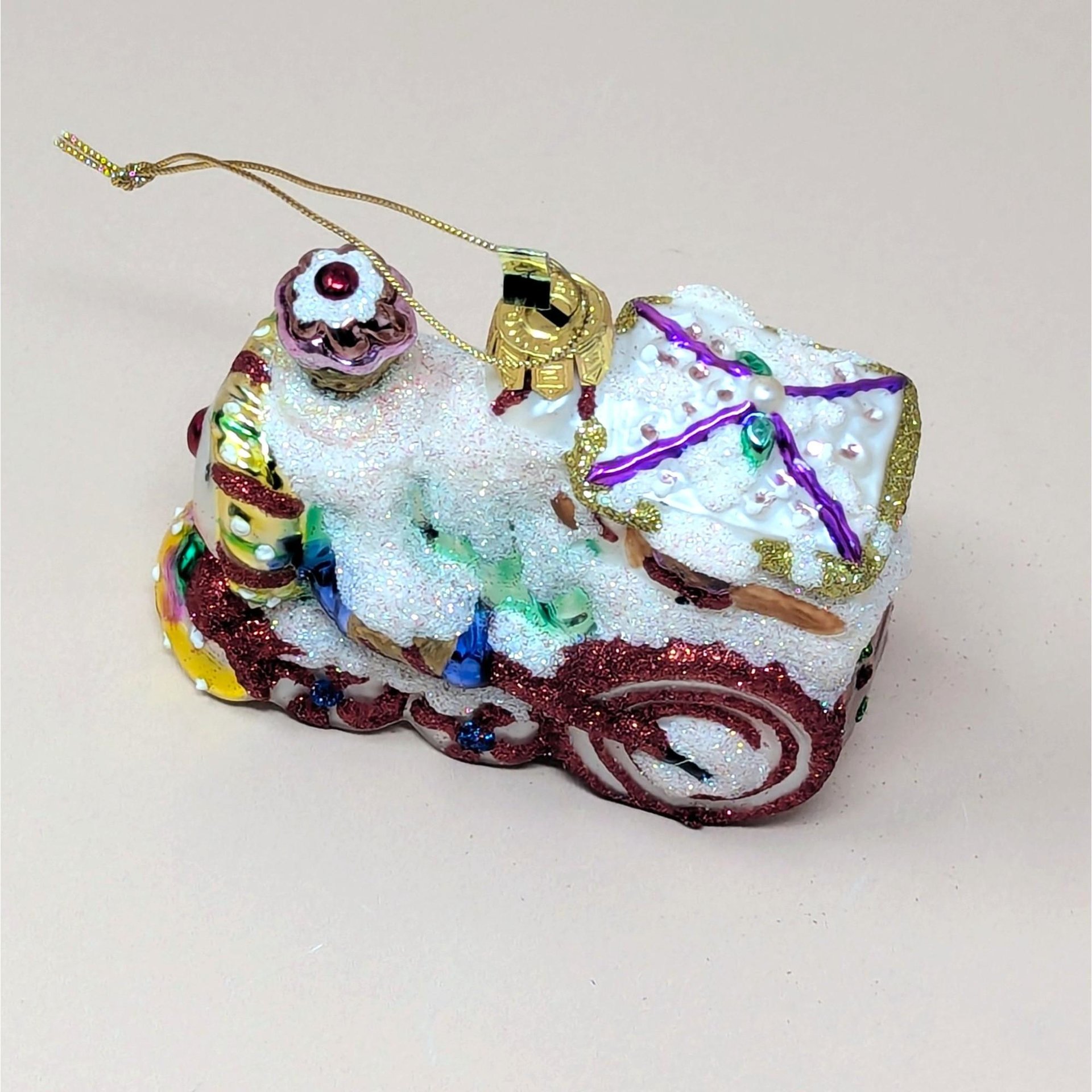 2003 Fitz and Floyd Holiday Treasures Blown Glass Train Ornament