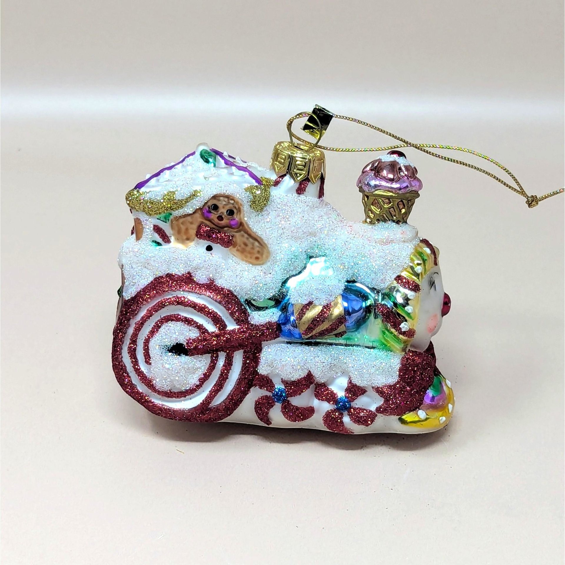 2003 Fitz and Floyd Holiday Treasures Blown Glass Train Ornament