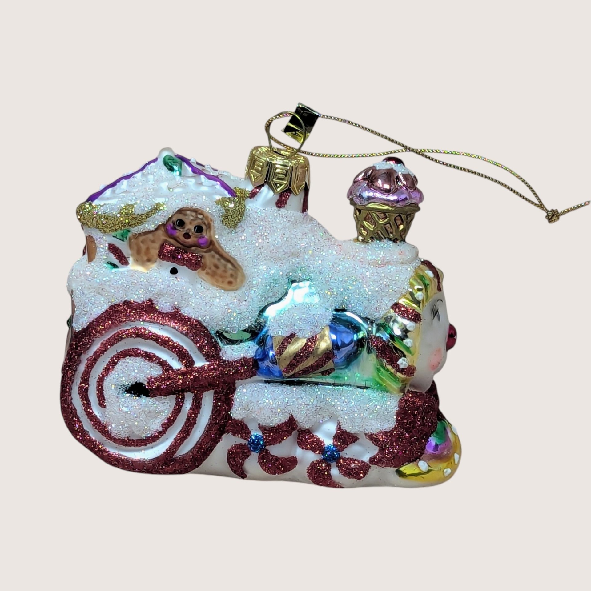 2003 Fitz and Floyd Holiday Treasures Blown Glass Train Ornament Christmas