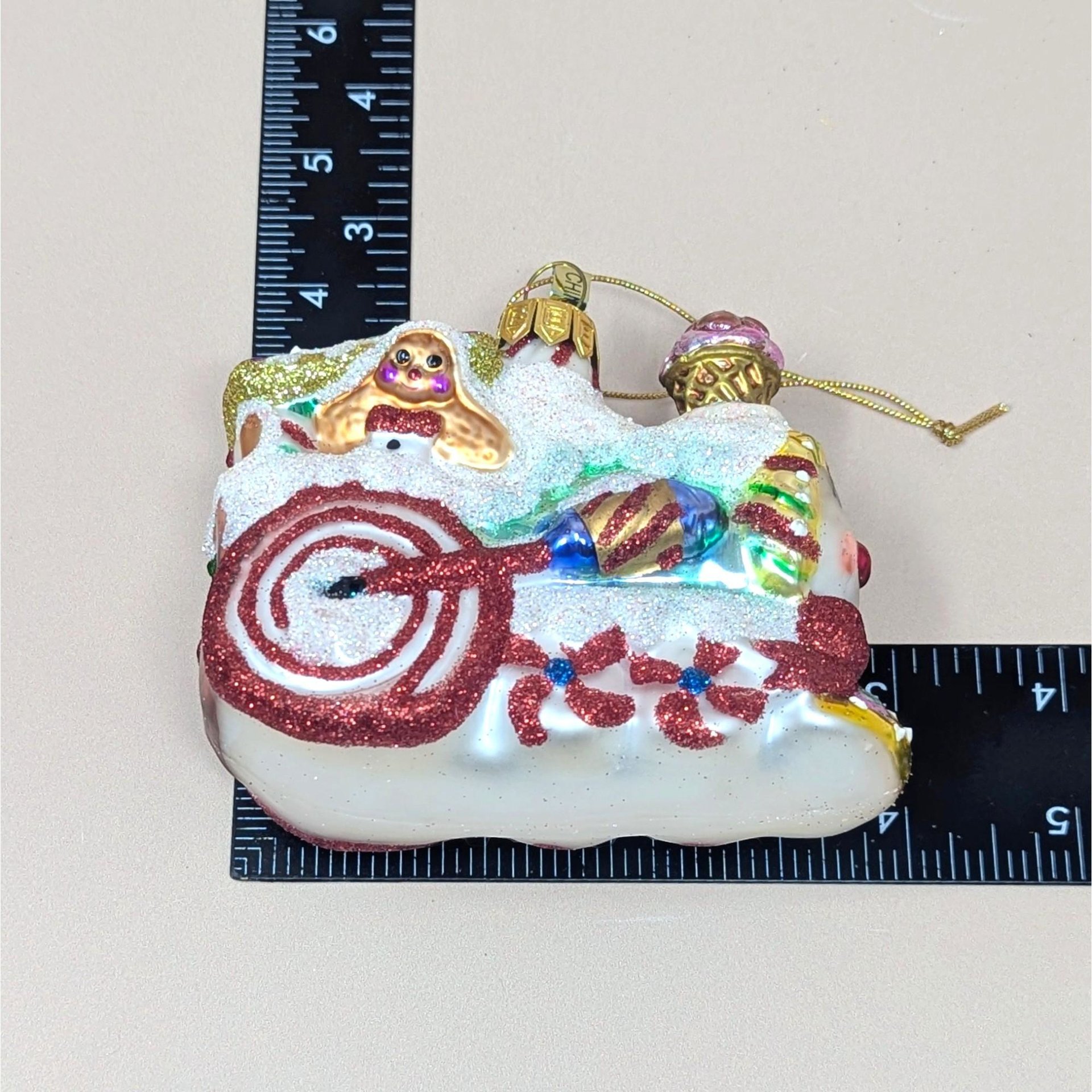 2003 Fitz and Floyd Holiday Treasures Blown Glass Train Ornament