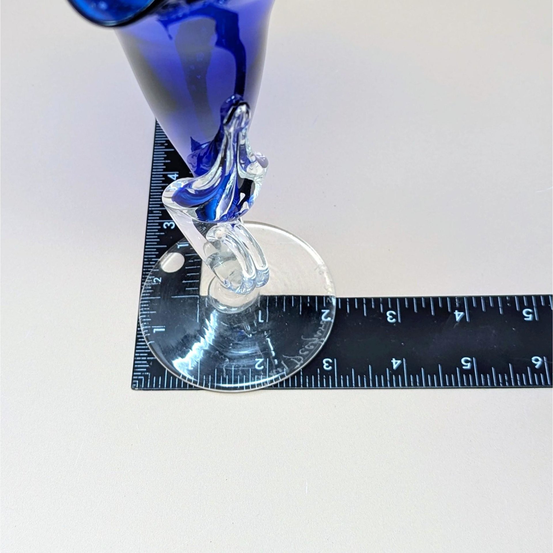 1989 Dan Dechard Signed Studio Art Glass Cobalt Blue Trumpet Vase