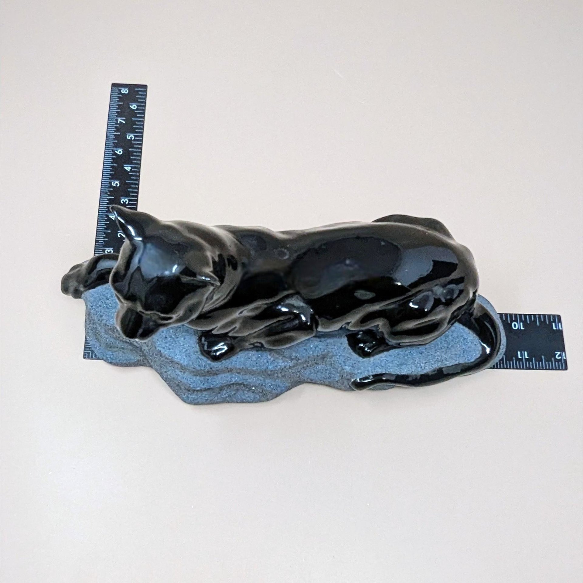 1994 Hand Painted Ceramic Black Panther on Rock Figurine