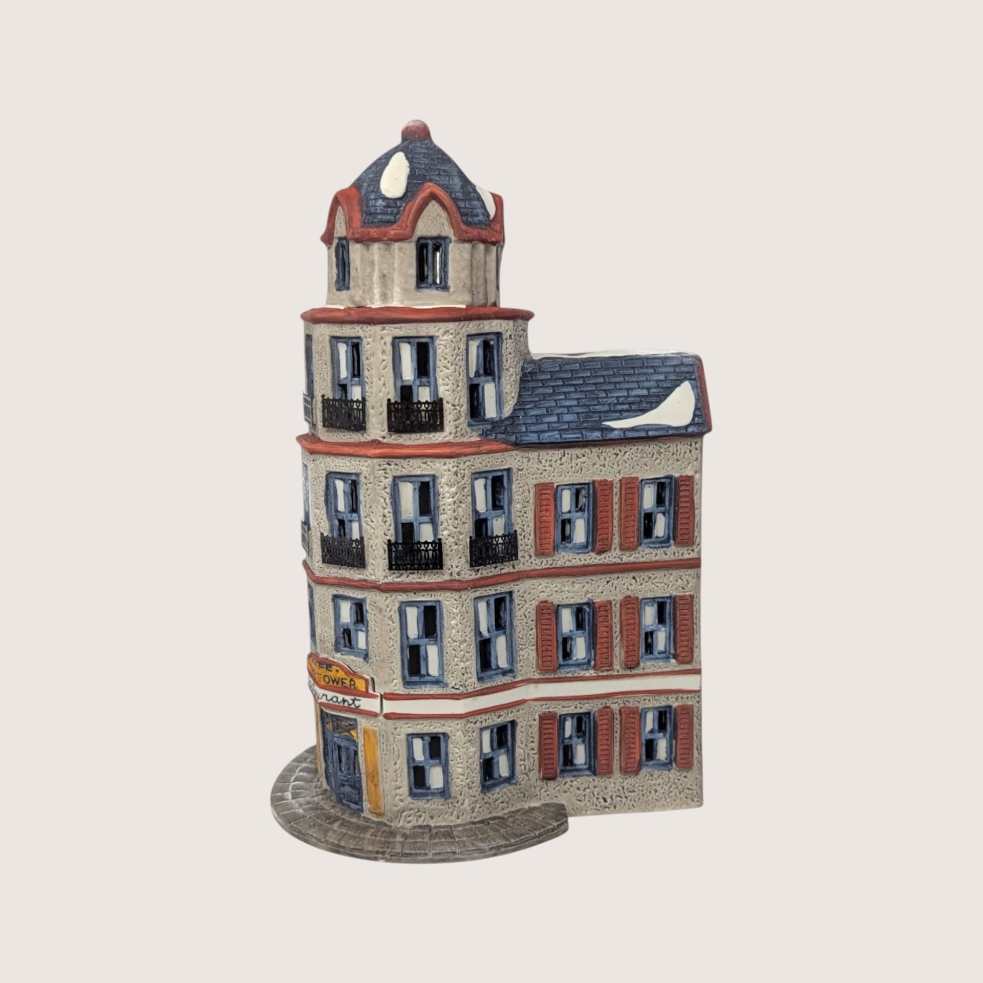 1987 Dept 56 Porcelain The Tower Cafe Christmas Village Building