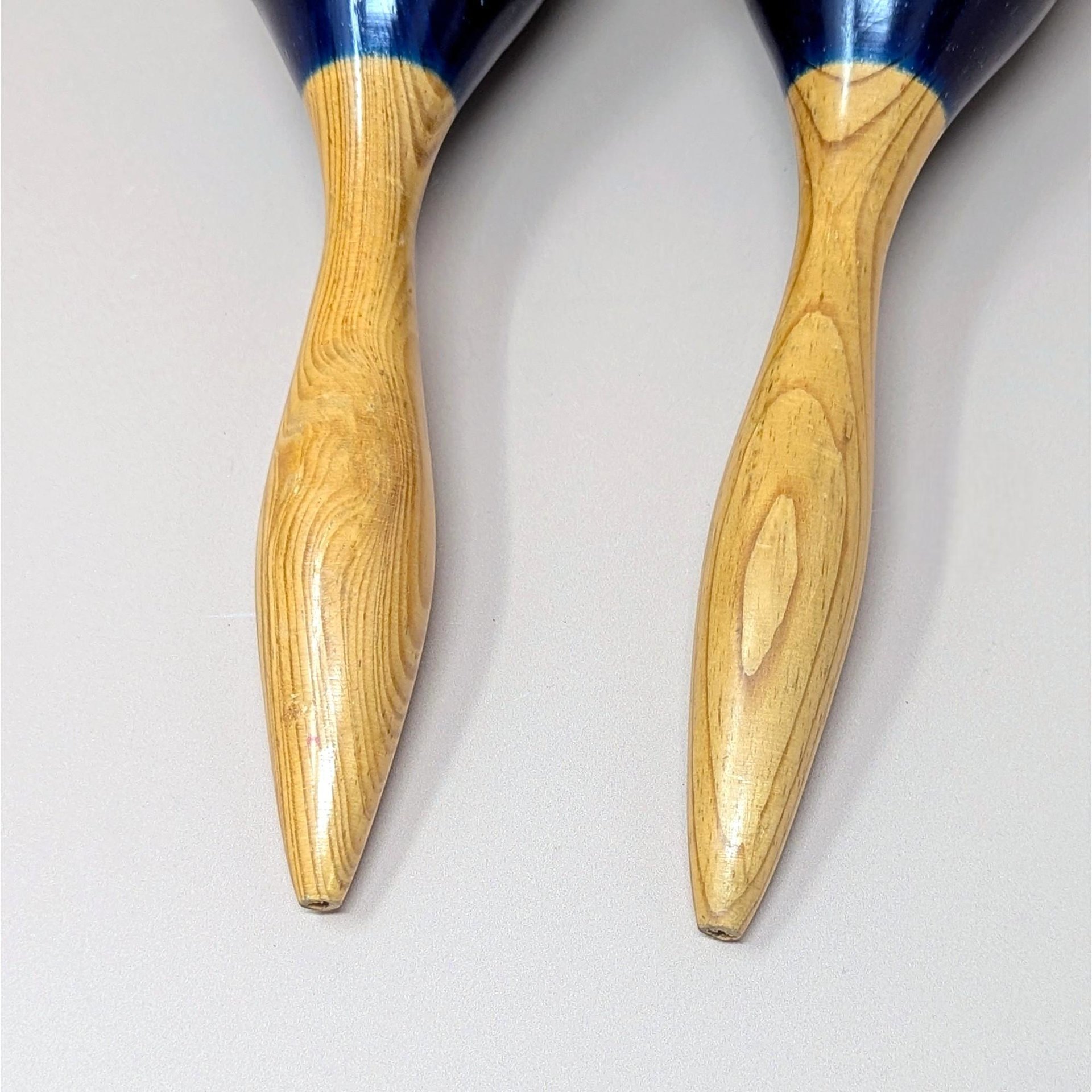 1980s Hand Painted Floral Wooden Maracas Pair