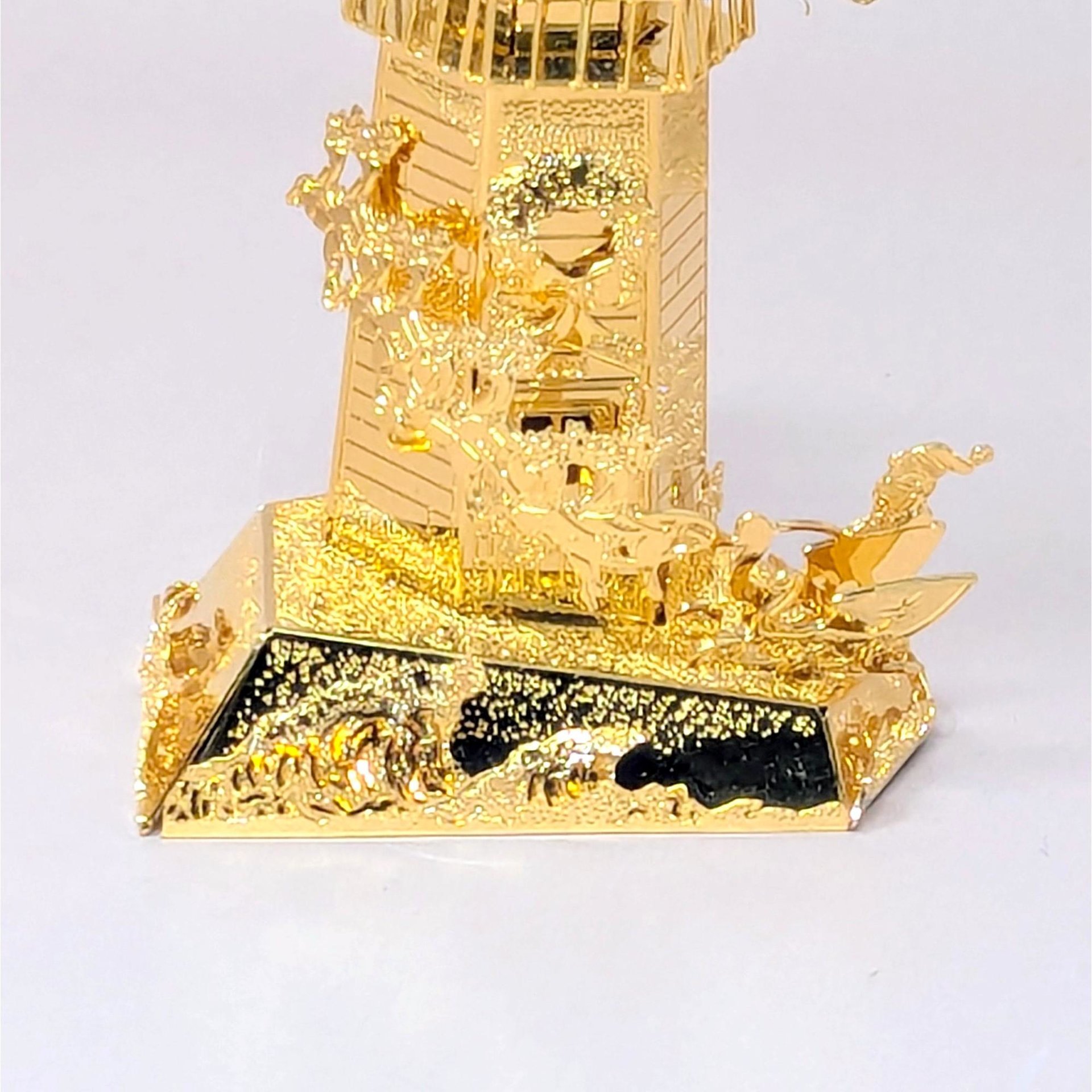 1998 Danbury Mint 23kt Gold Plated North Pole Lighthouse Ornament