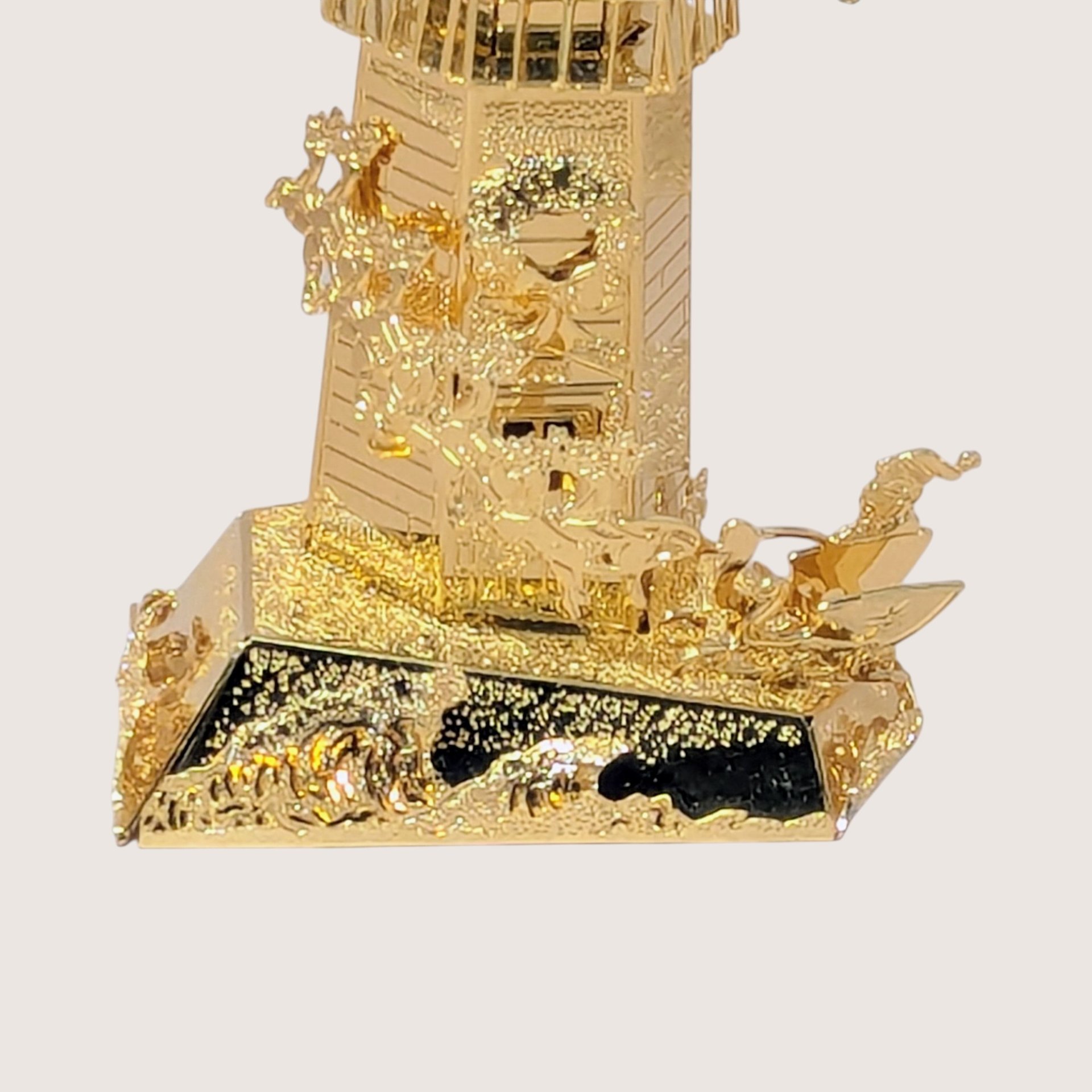 1990s Danbury Mint Gold Plated Lighthouse Christmas Ornament