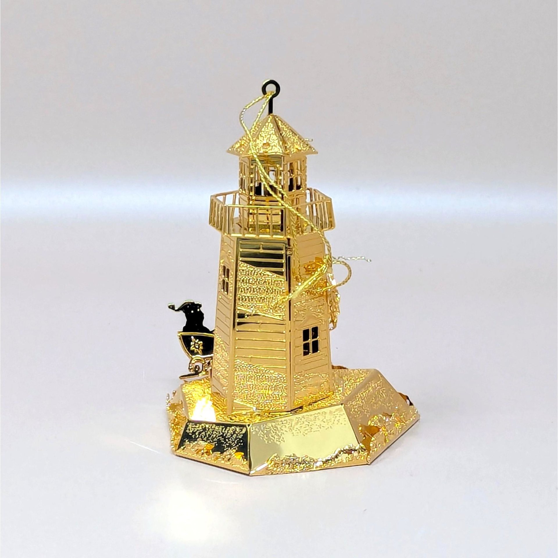 1998 Danbury Mint 23kt Gold Plated North Pole Lighthouse Ornament