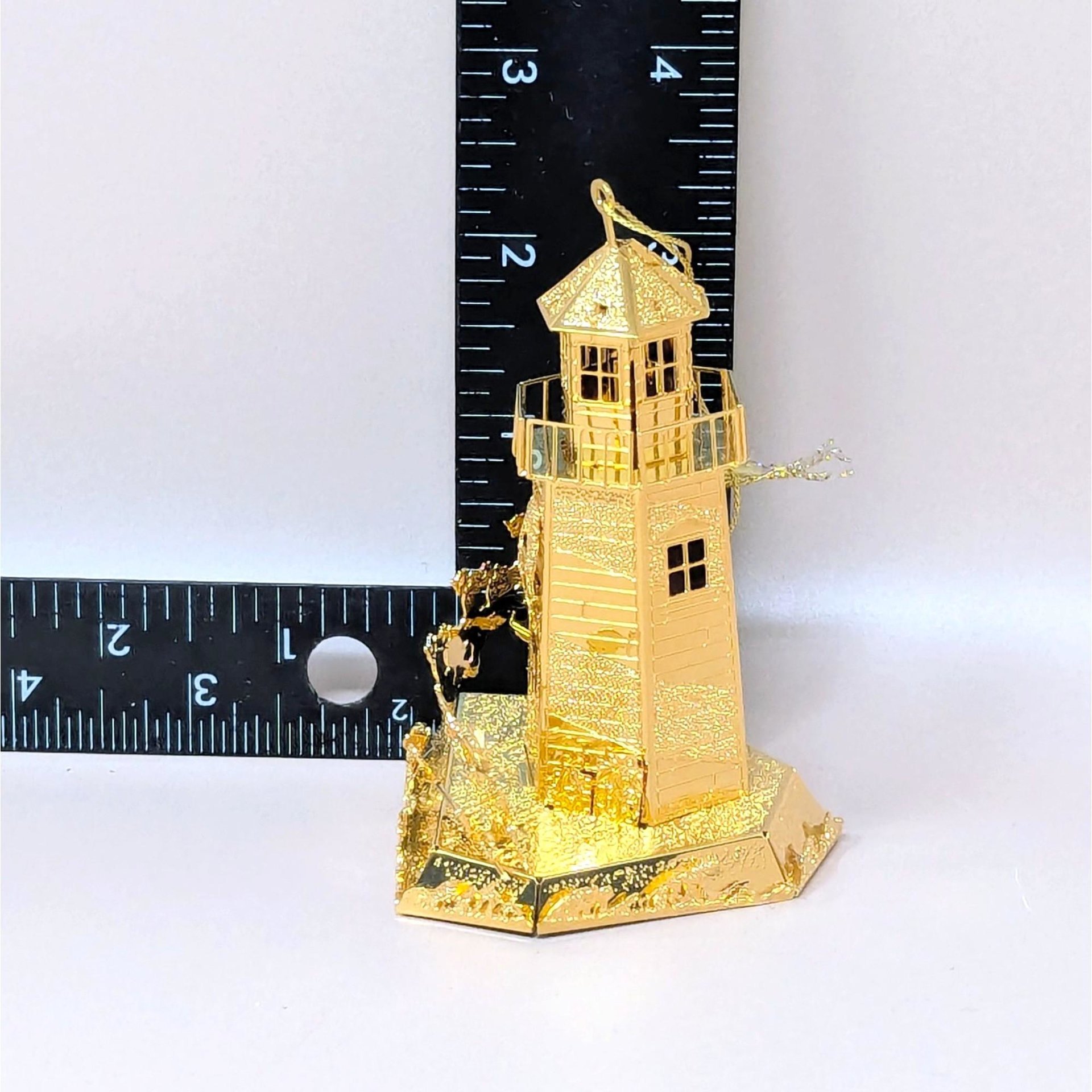 1998 Danbury Mint 23kt Gold Plated North Pole Lighthouse Ornament