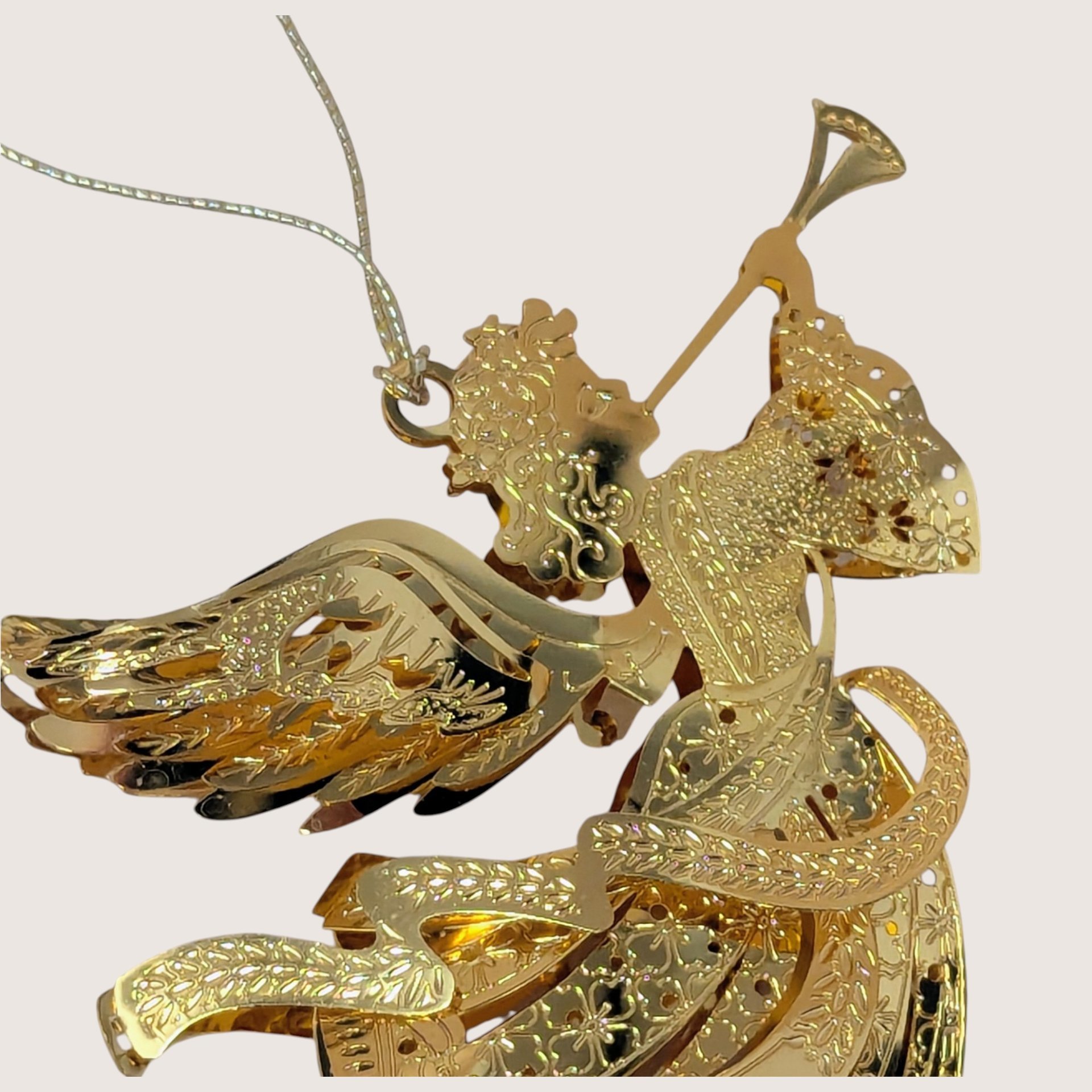1990s Danbury Mint Gold Plated Millennium Angel Christmas Ornament