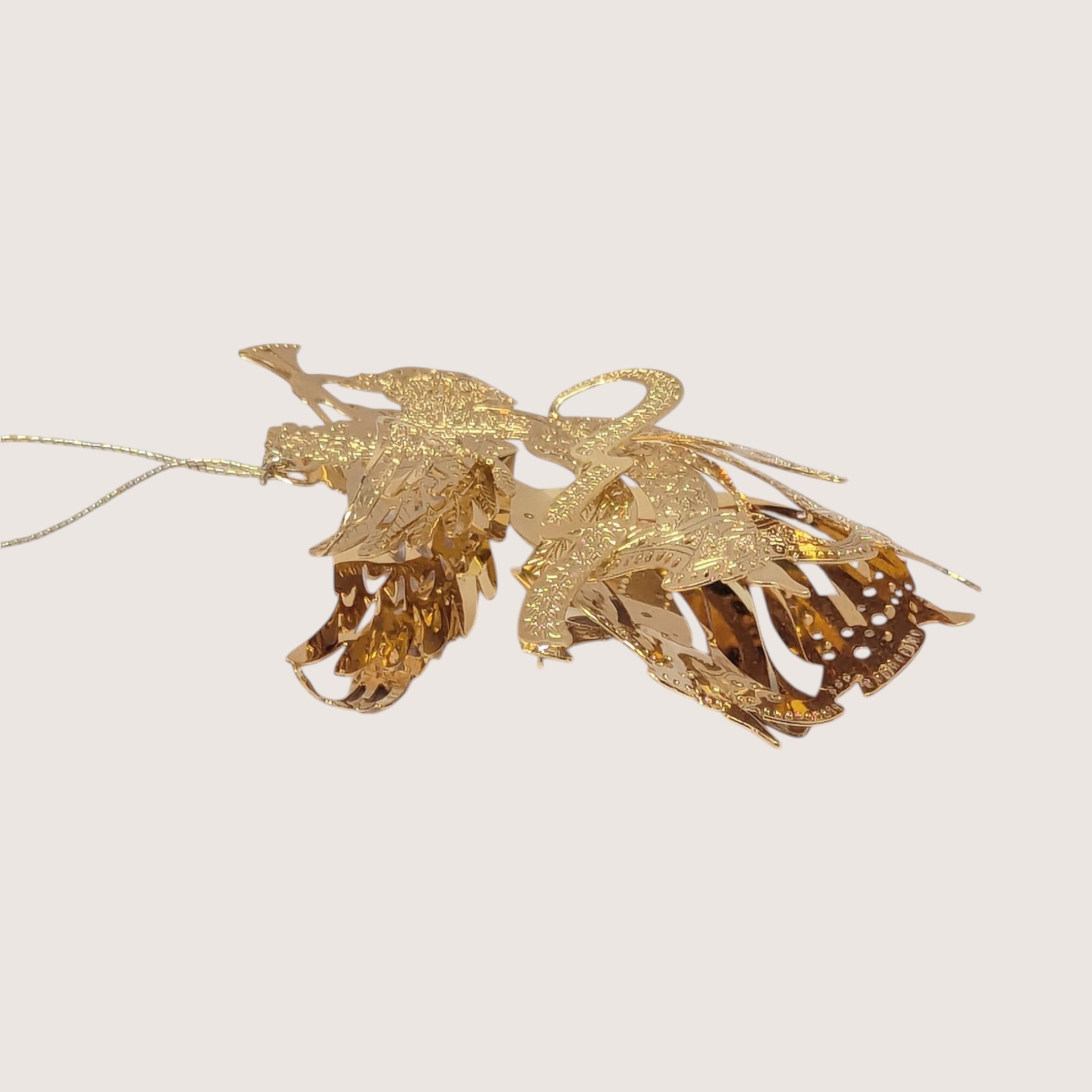 1990s Danbury Mint Gold Plated Millennium Angel Christmas Ornament