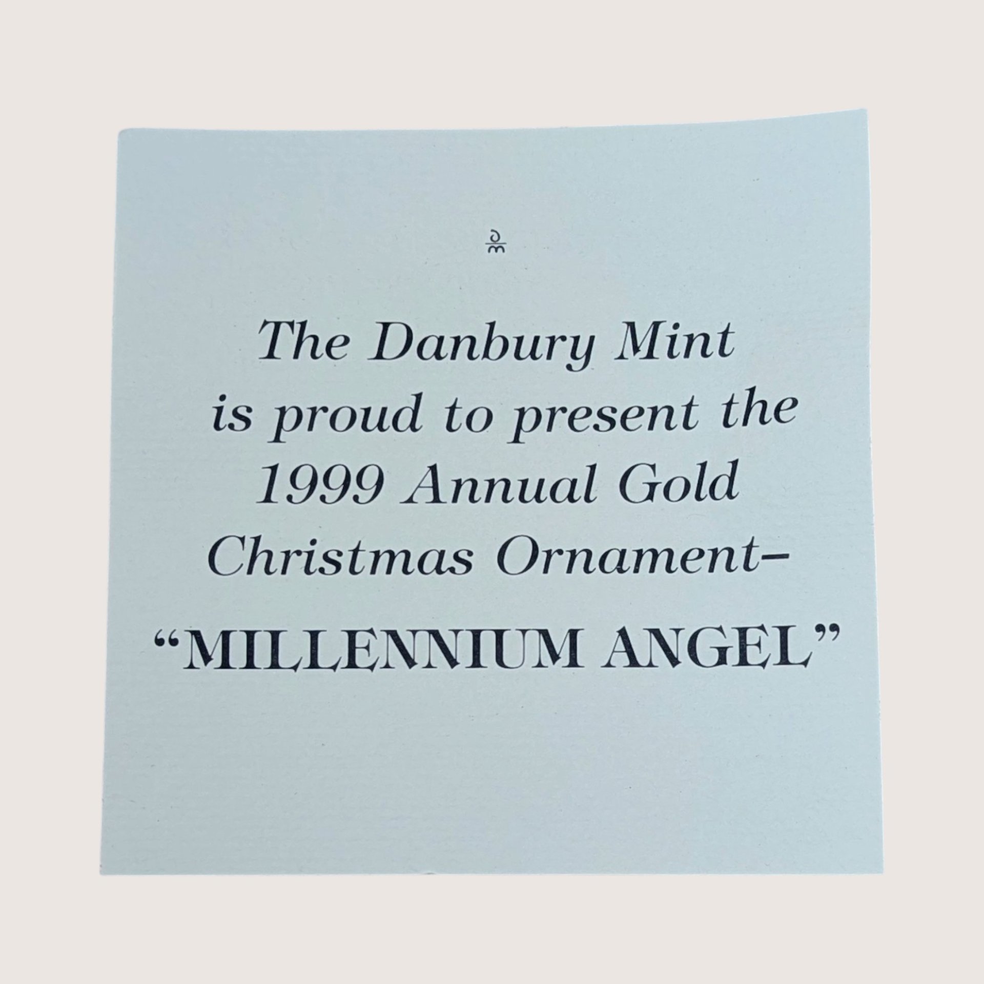 1990s Danbury Mint Gold Plated Millennium Angel Christmas Ornament