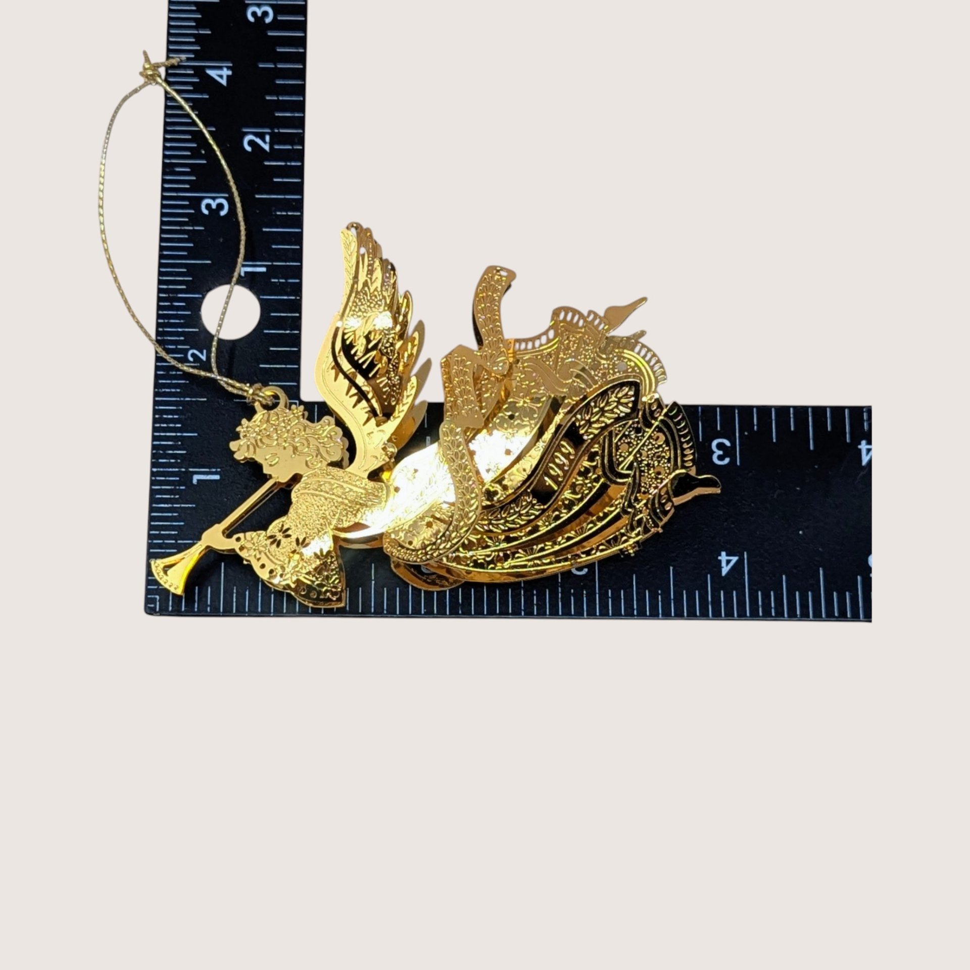 1990s Danbury Mint Gold Plated Millennium Angel Christmas Ornament