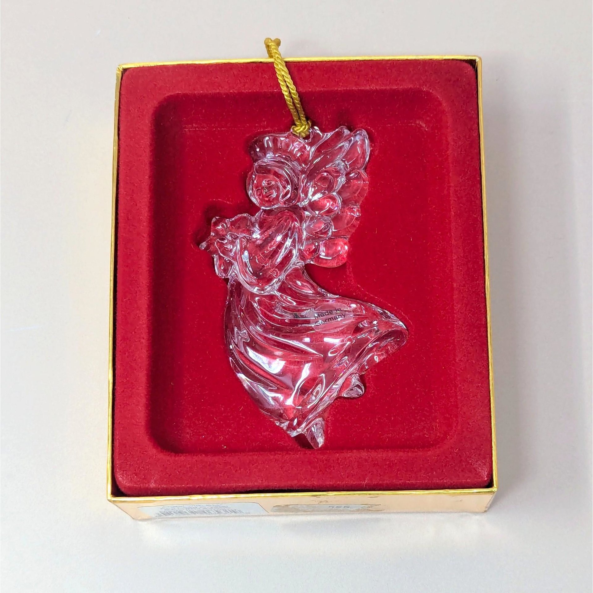 1990s Gorham Crystal Angel Holding Star Ornament