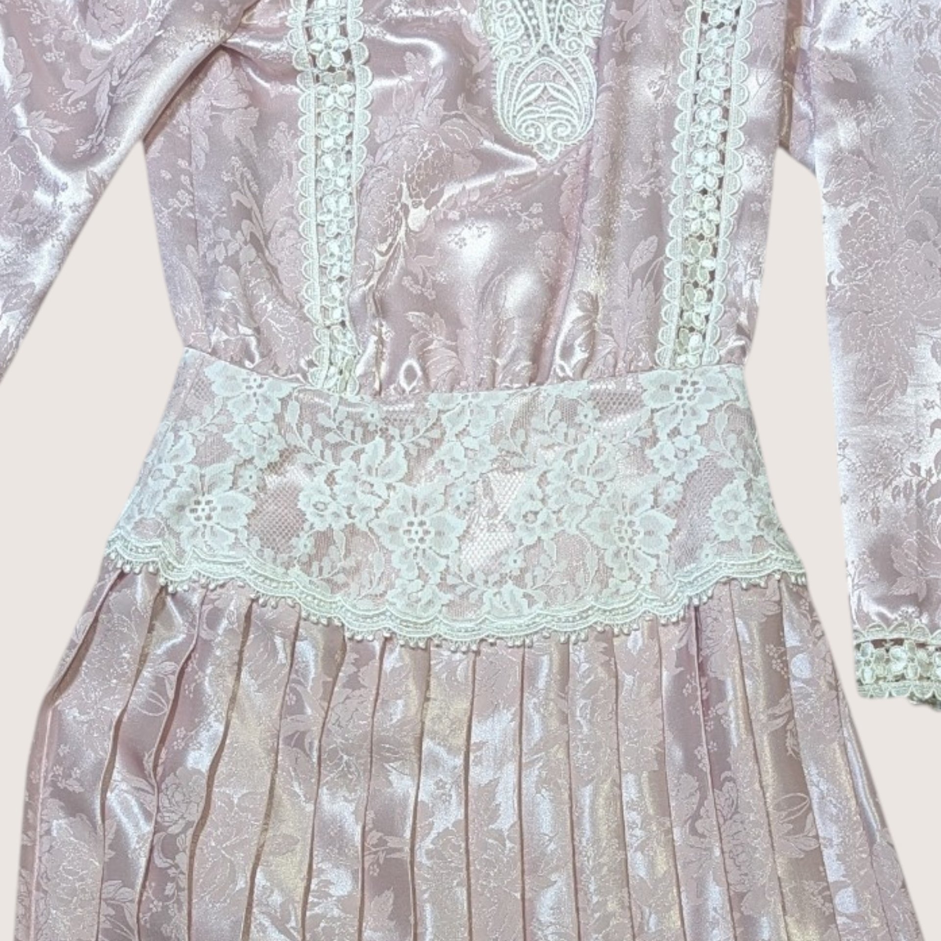 1980s Scott McClintock Pink Jacquard Pleated Dress
