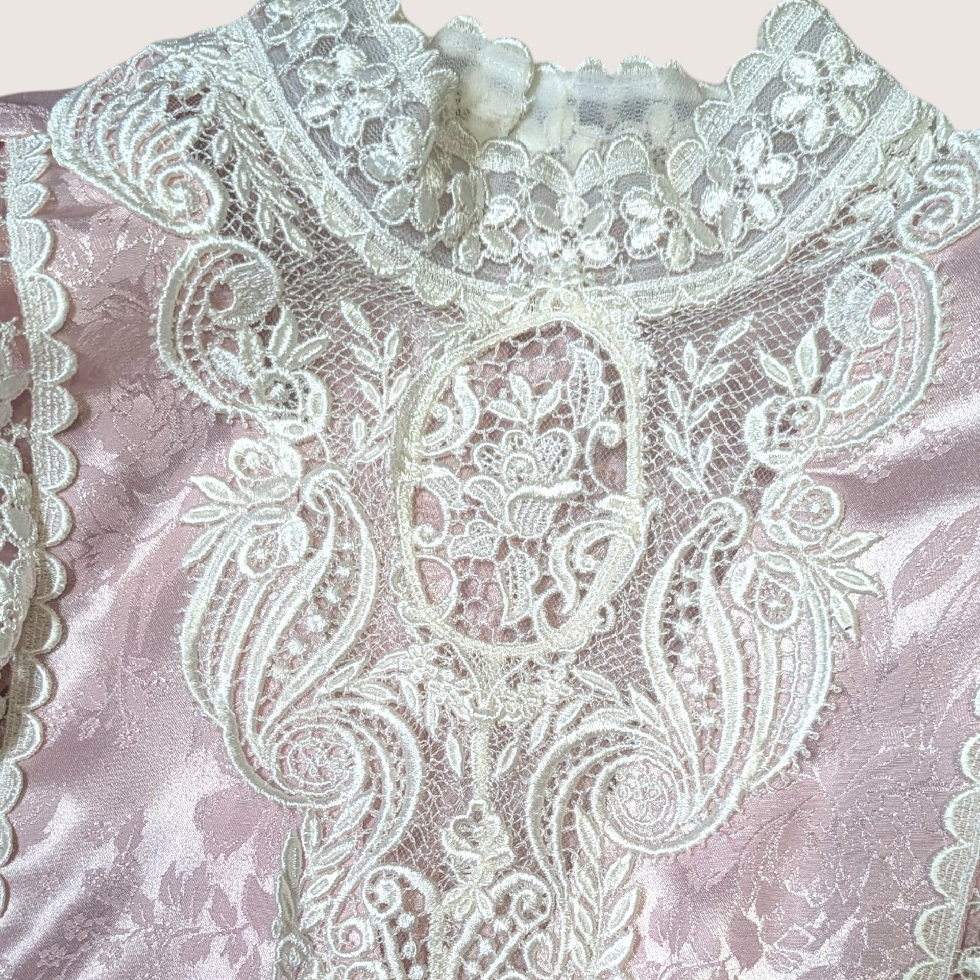 1980s Scott McClintock Pink Jacquard Pleated Dress