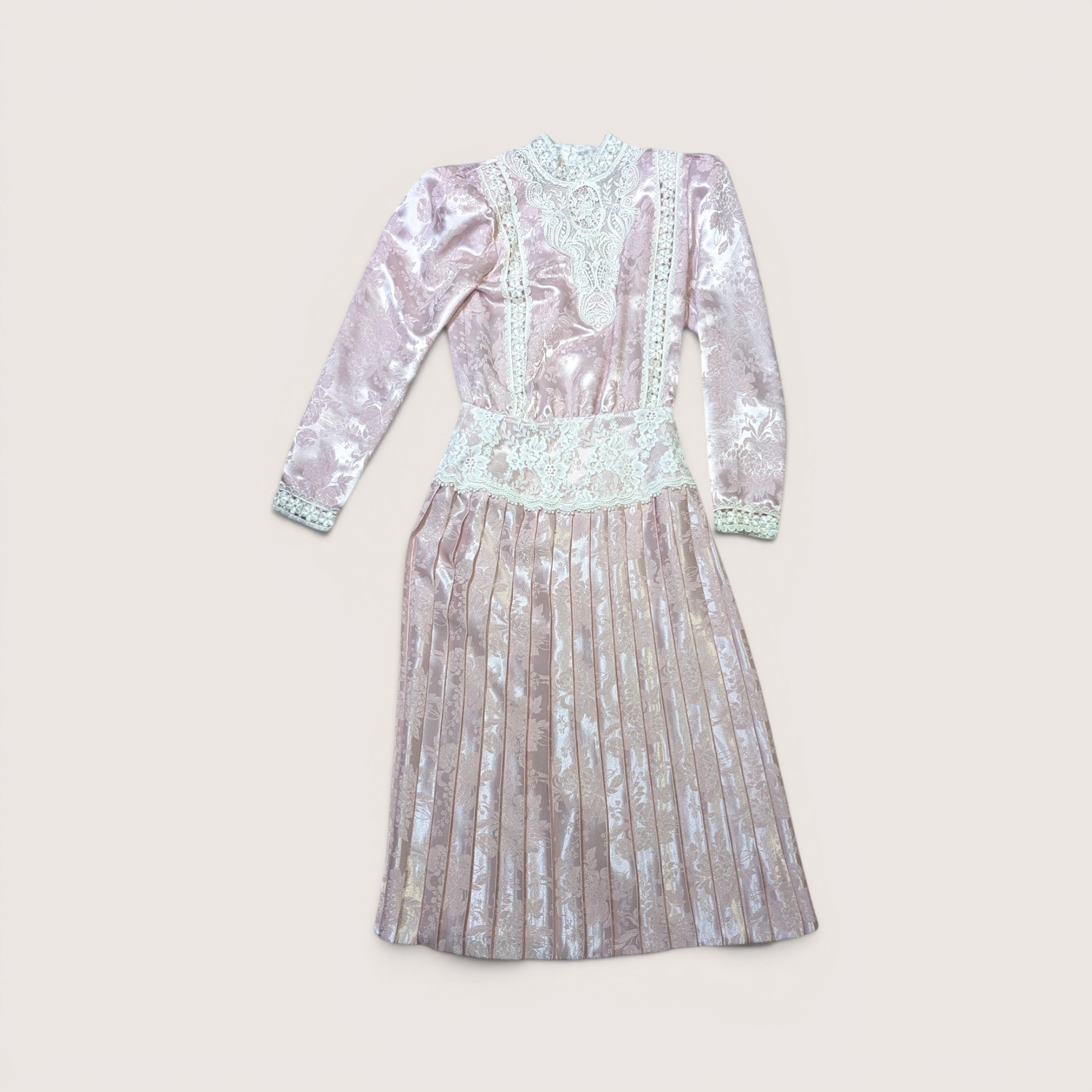 1980s Scott McClintock Pink Jacquard Pleated Dress