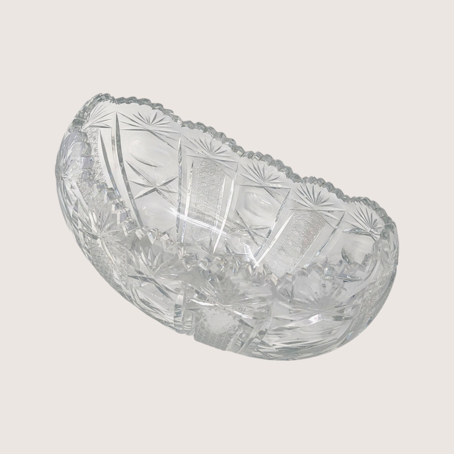 1890s American Brilliant Period Cut Glass Banana Bowl