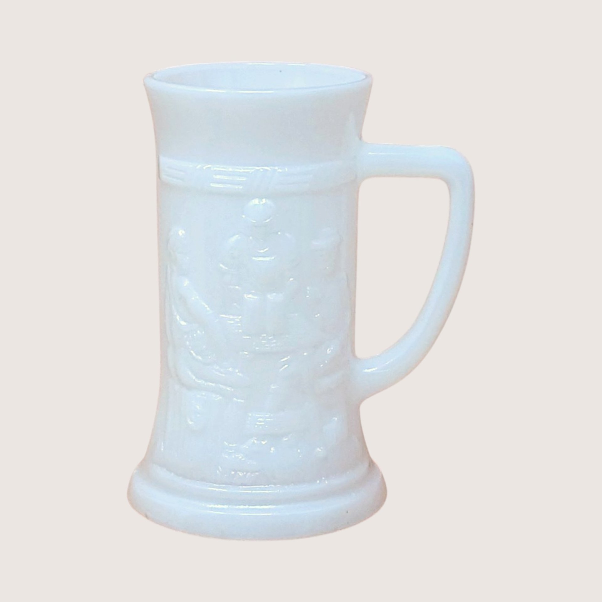 1970s Federal Glass Milk Glass Tavern Scene Stein Set