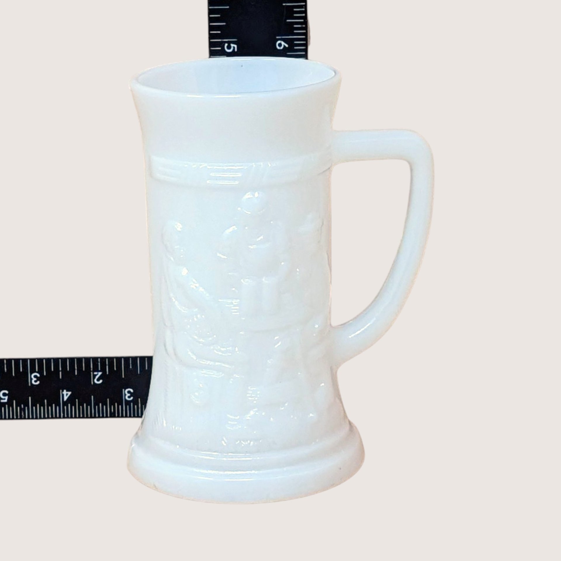 1970s Federal Glass Milk Glass Tavern Scene Stein Set