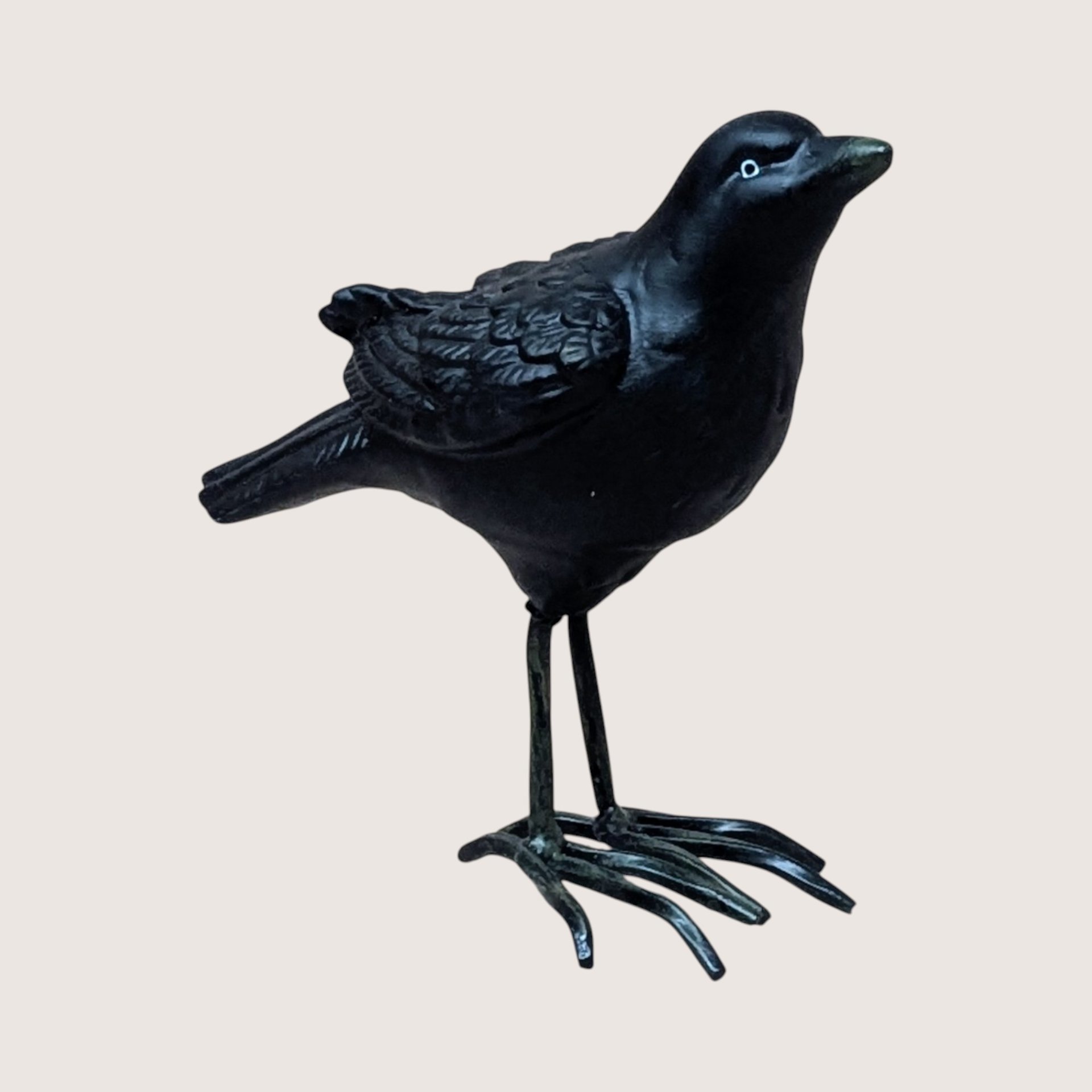 1990s Vintage Ceramic Crow Figurine Pair