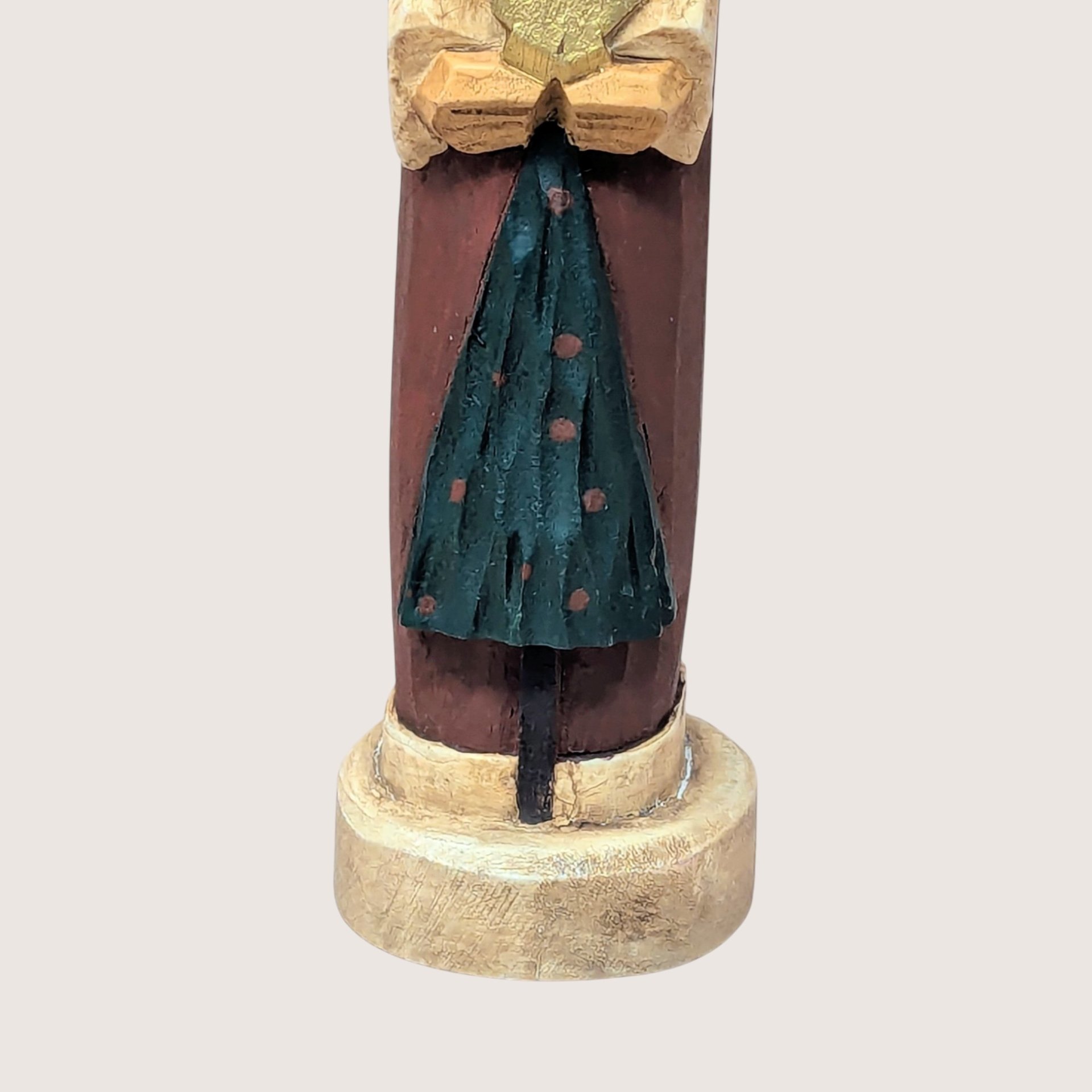 1990s Vintage Hand Carved Wood Slim Santa Claus Figurine