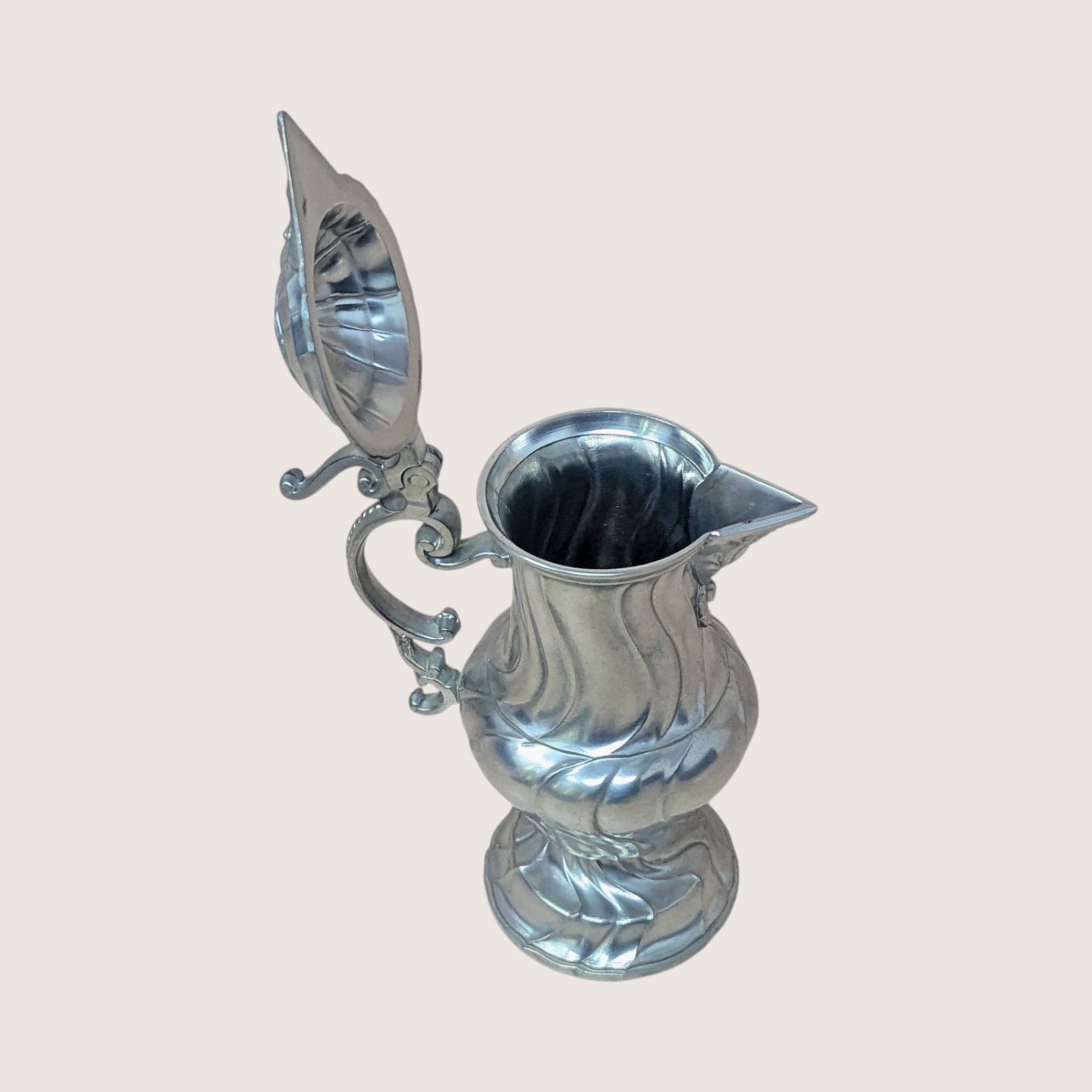 1970s Salzburger Zinnstube Austrian Pewter Pitcher and Cups Serving Set
