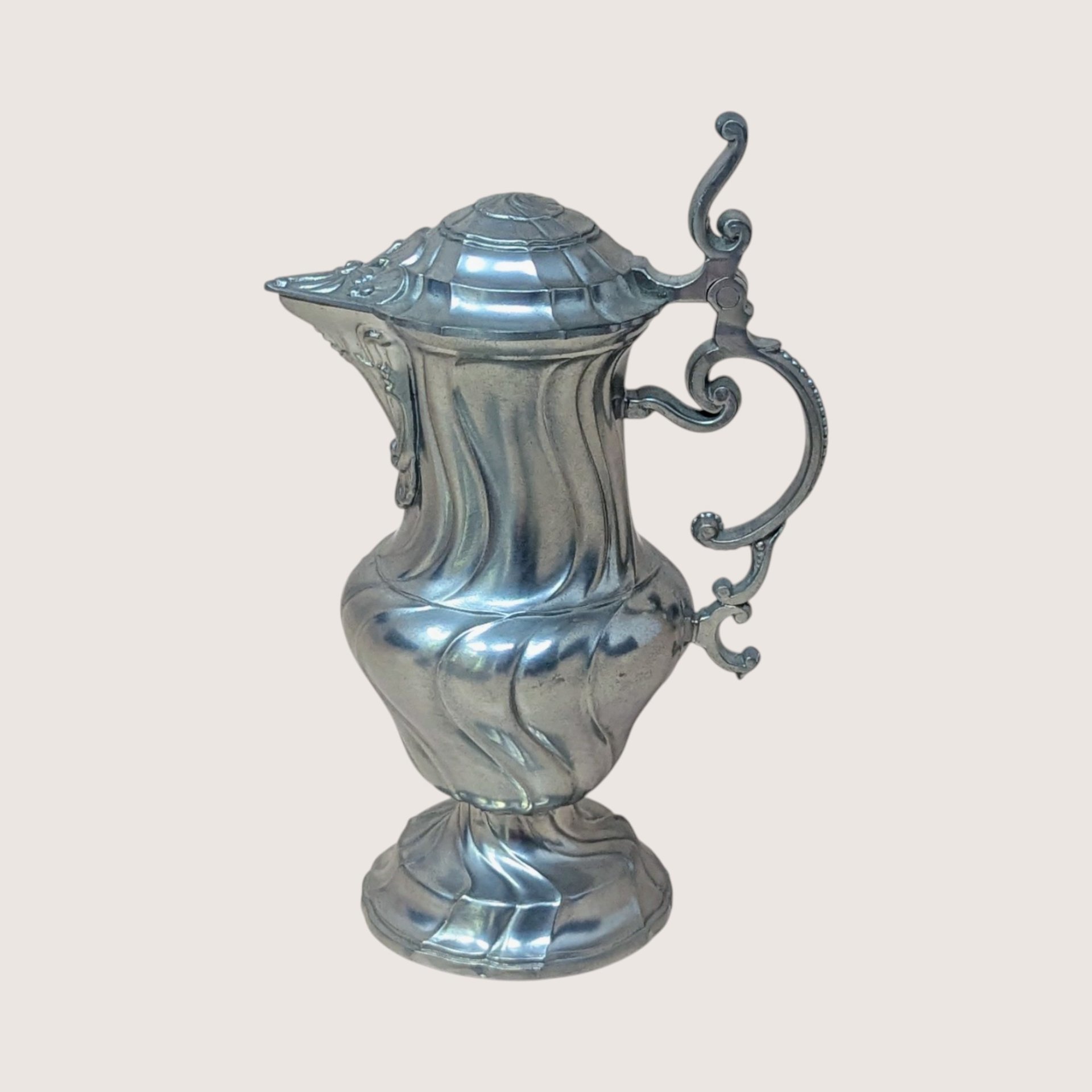 1970s Salzburger Zinnstube Austrian Pewter Pitcher and Cups Serving Set
