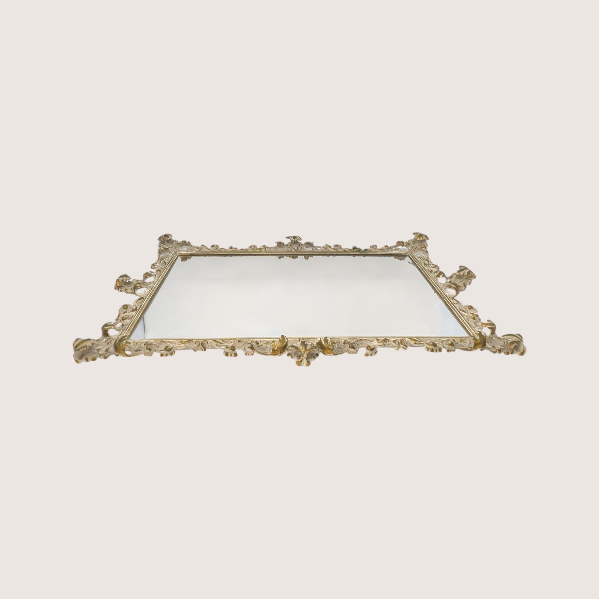 1920s Antique Hollywood Regency Large Mirrored Vanity Serving Tray