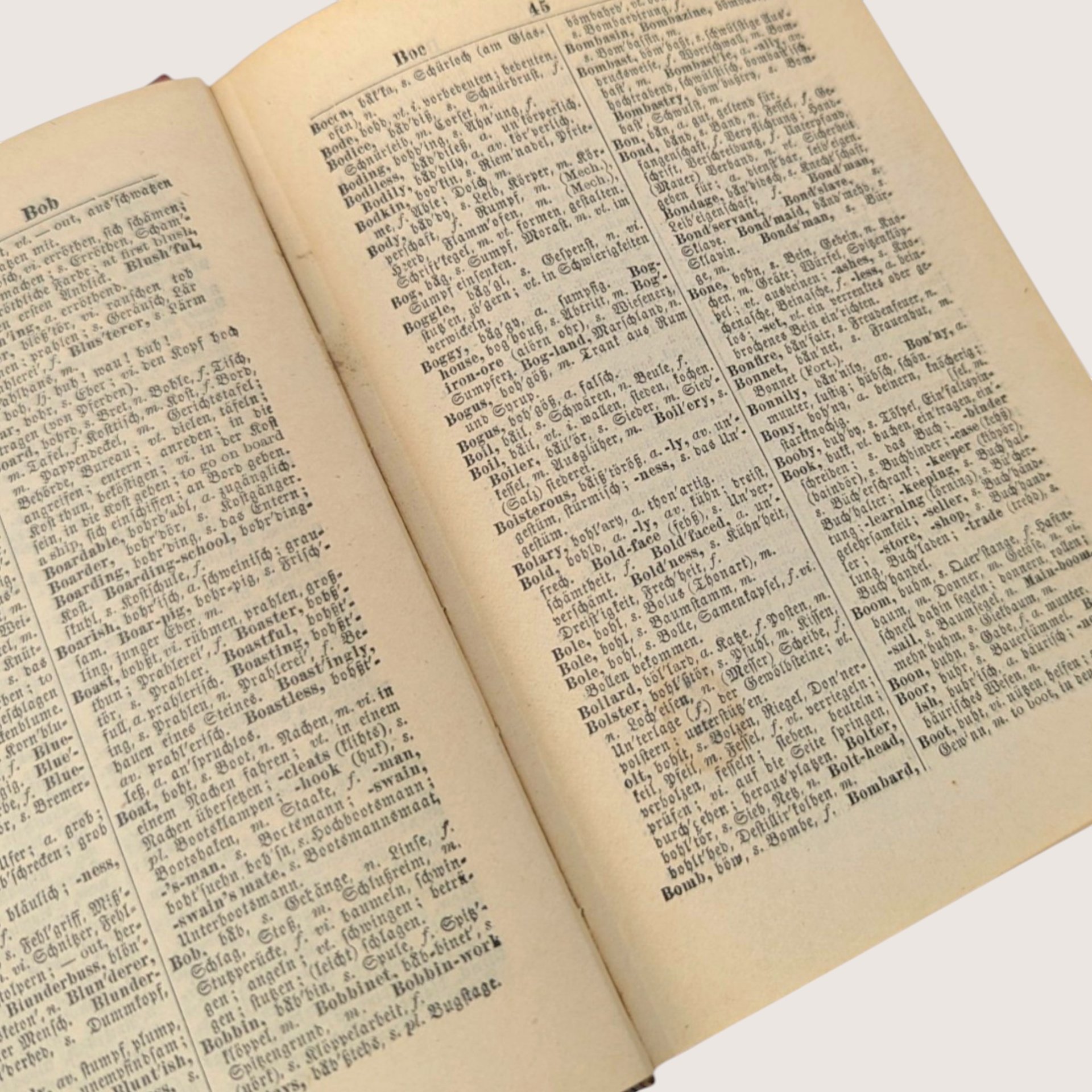 1870 Tafel Pronouncing English German Antique Pocket Dictionary Hardcover