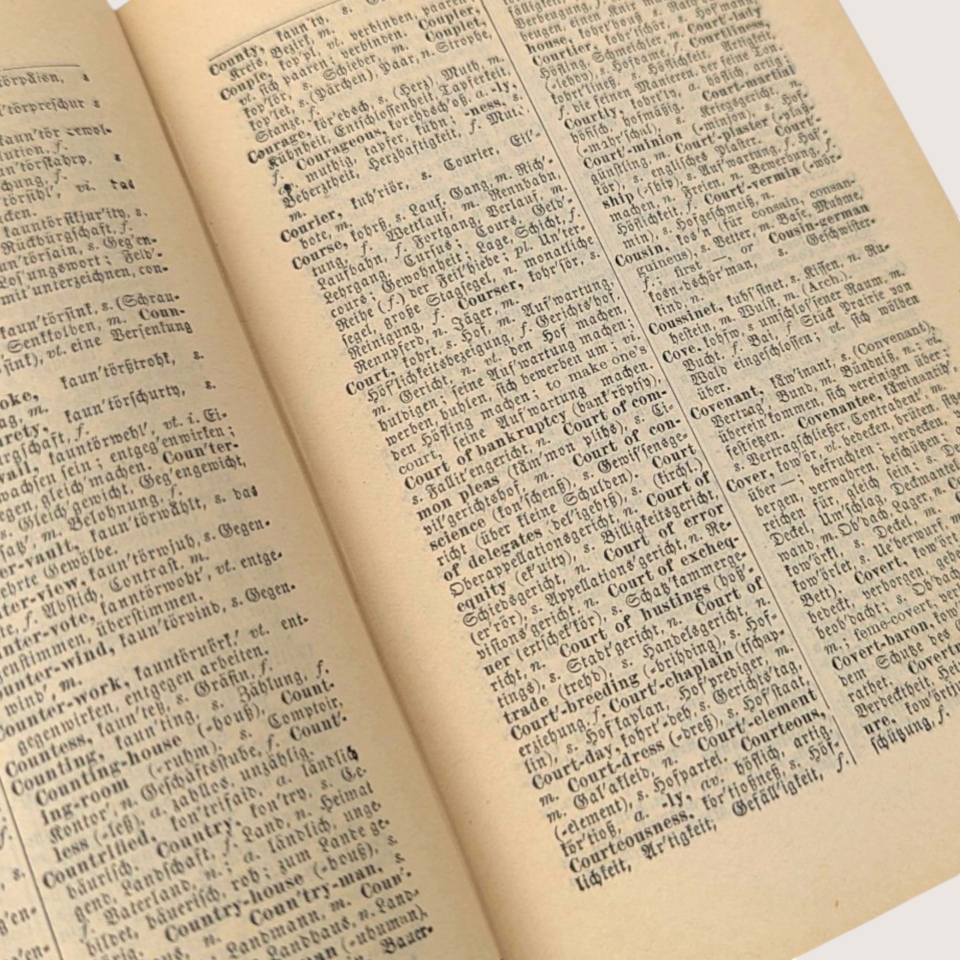 1870 Tafel Pronouncing English German Antique Pocket Dictionary Hardcover