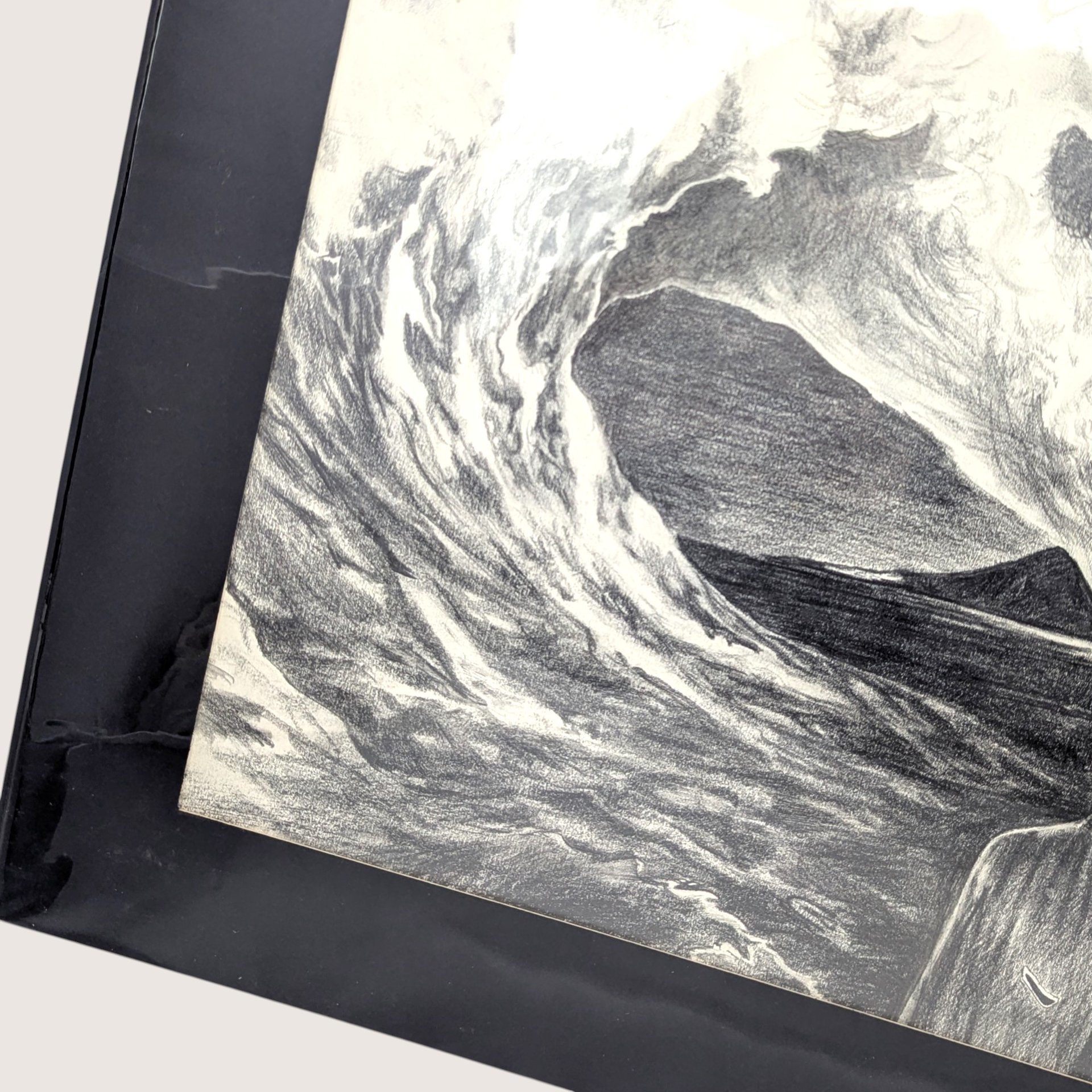 Original Surrealist Seascape Moonlit Pencil Drawing