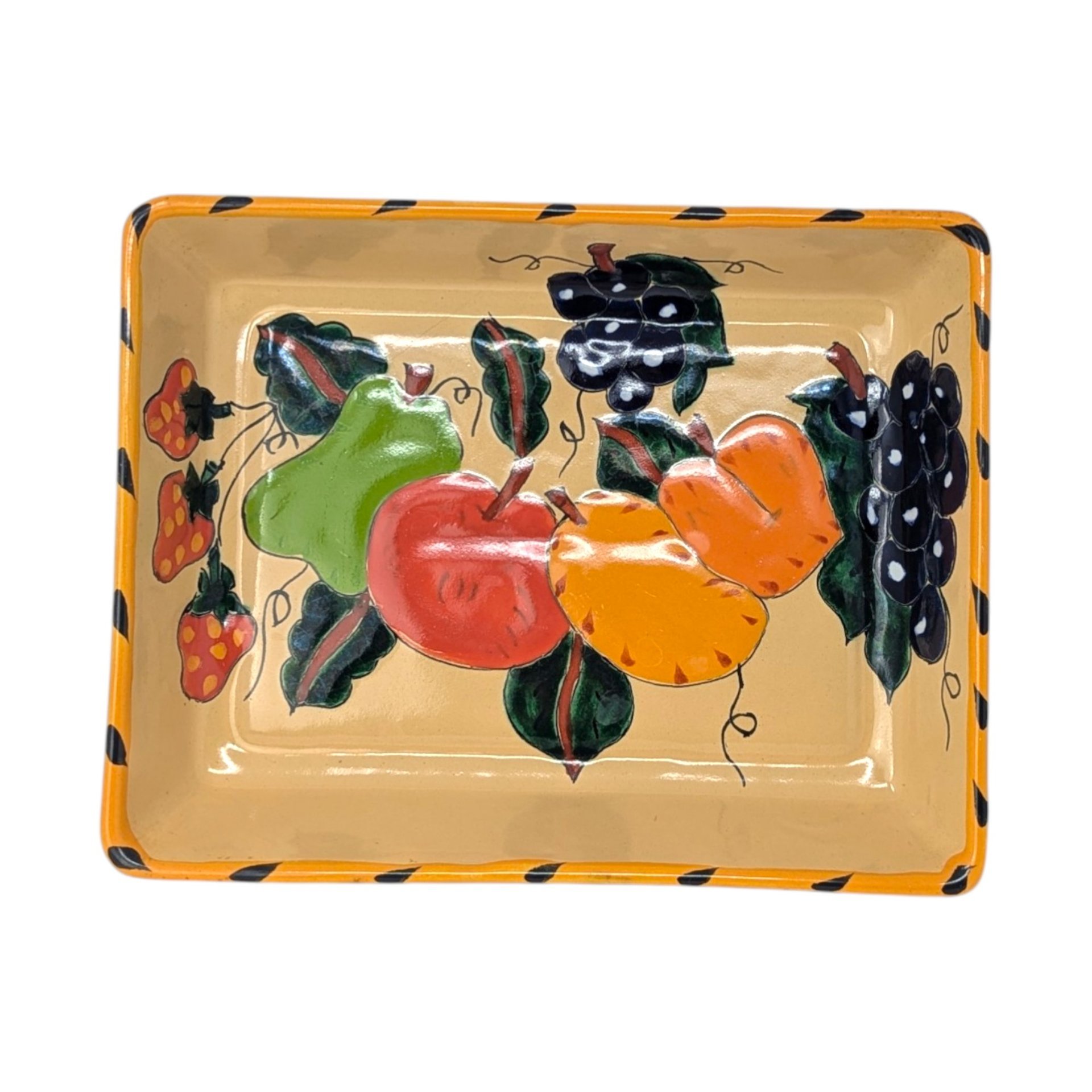 Mundo de Azulejos Talavera Casserole Dish Hand Painted Fruit Mexico Pottery 10"