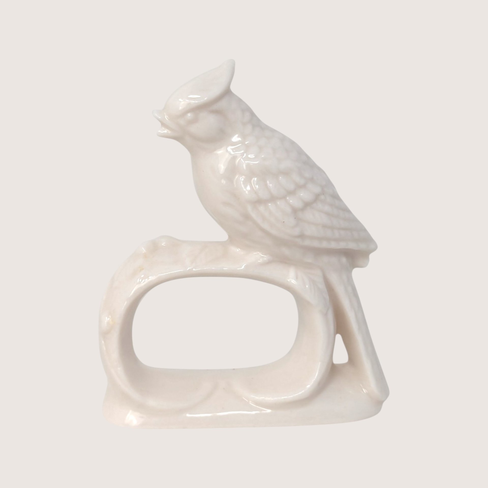 1960s Ardalt Japan White Cardinal Napkin Rings Set of 8