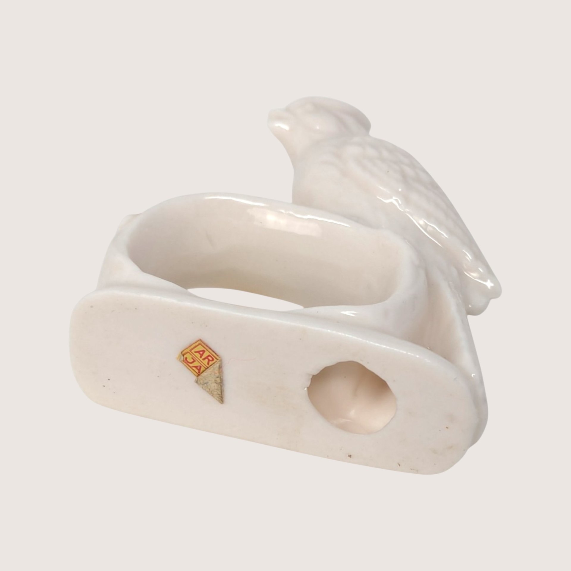 1960s Ardalt Japan White Cardinal Napkin Rings Set of 8