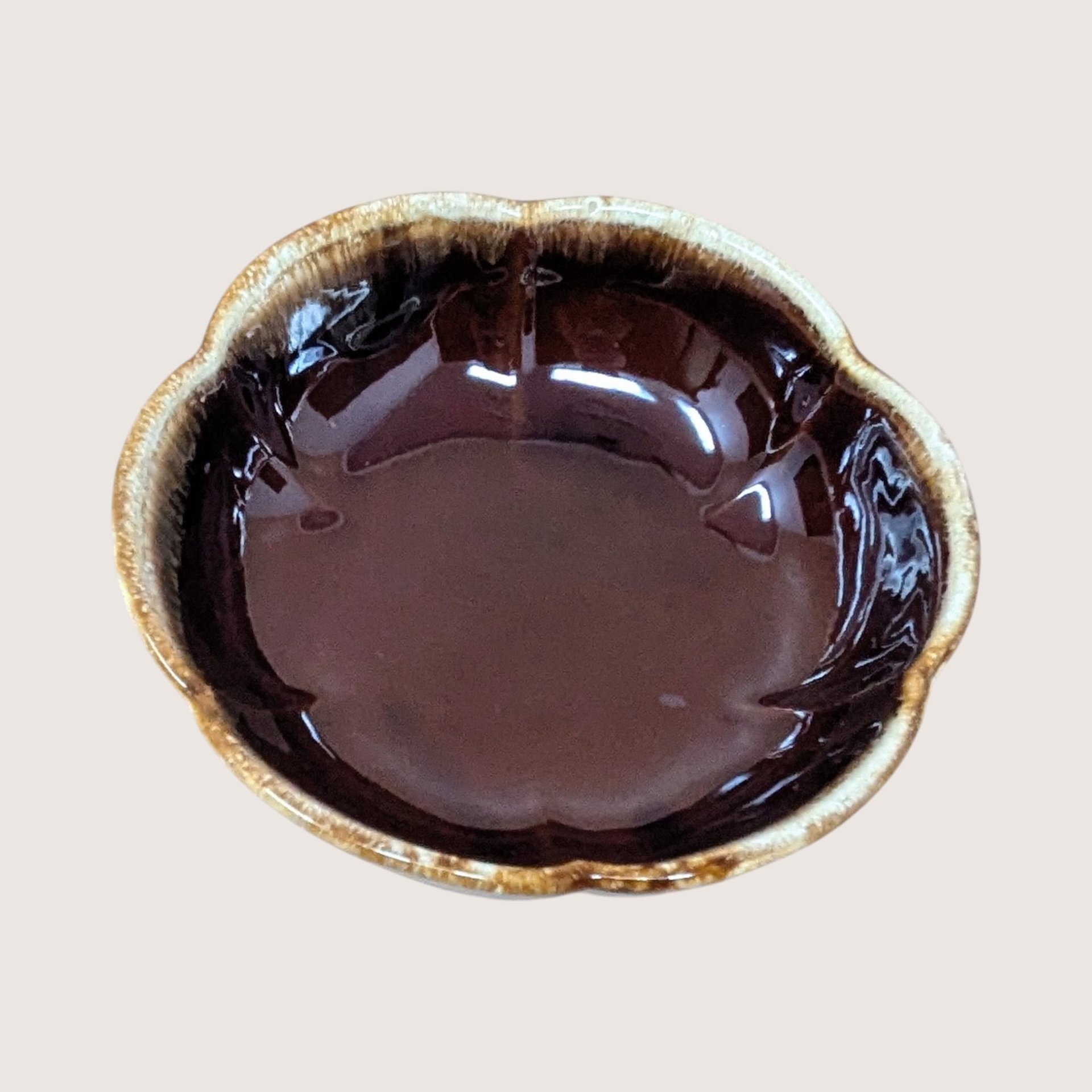 1970s McCoy Brown Drip Fluted Bowl