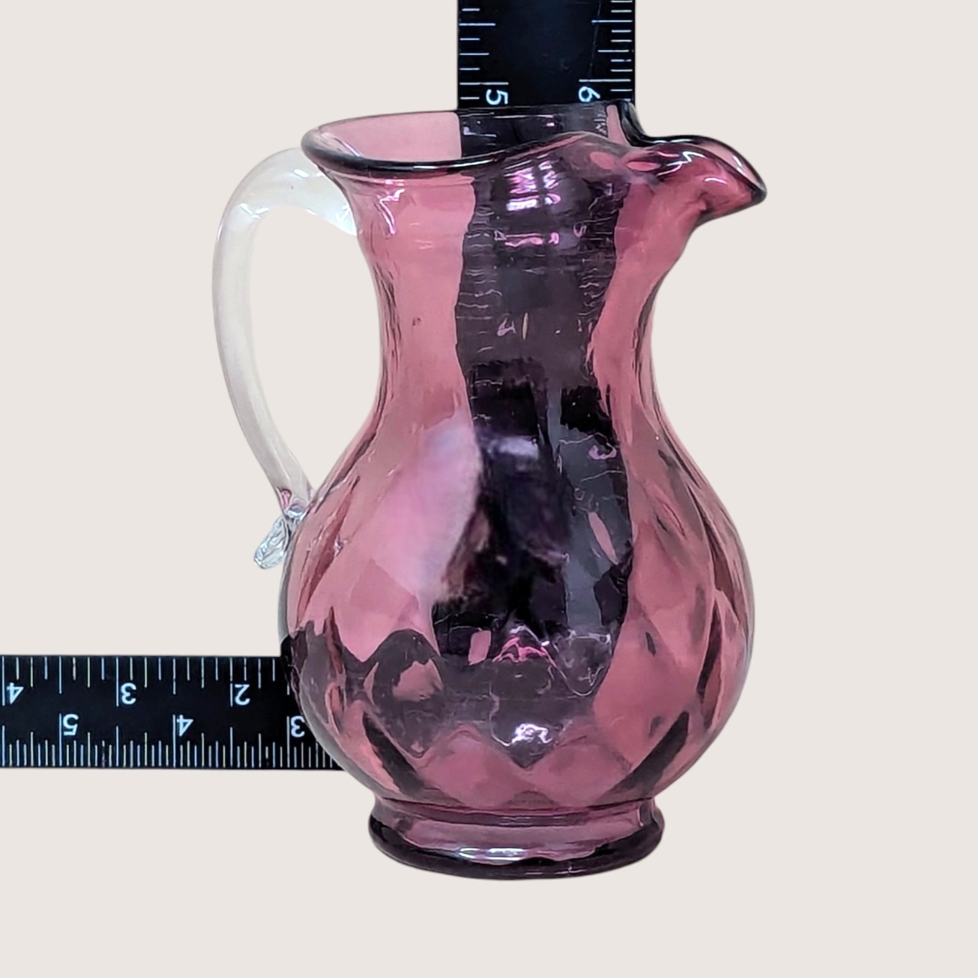 1960s Fenton Cranberry Diamond Optic Pitcher