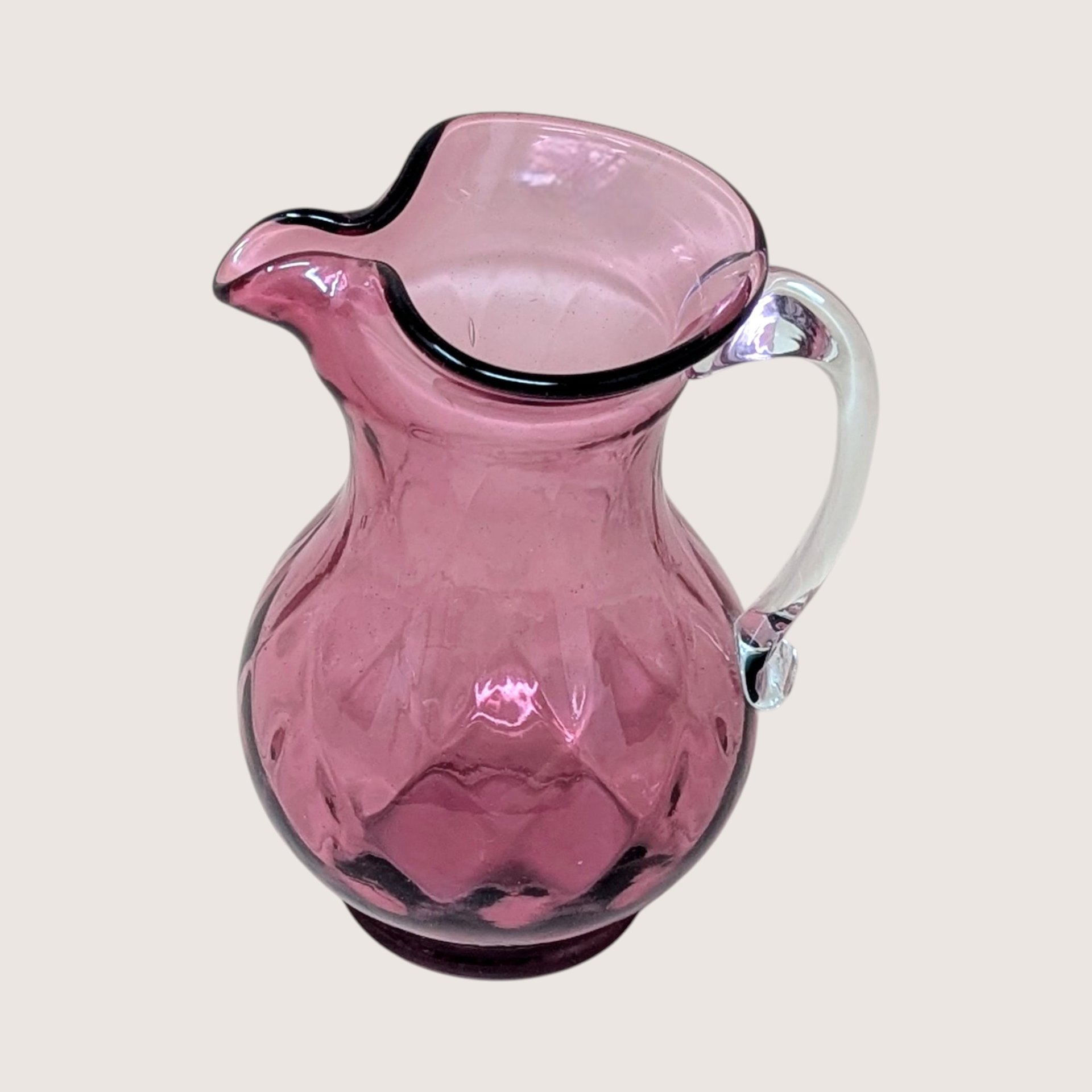 1960s Fenton Cranberry Diamond Optic Pitcher