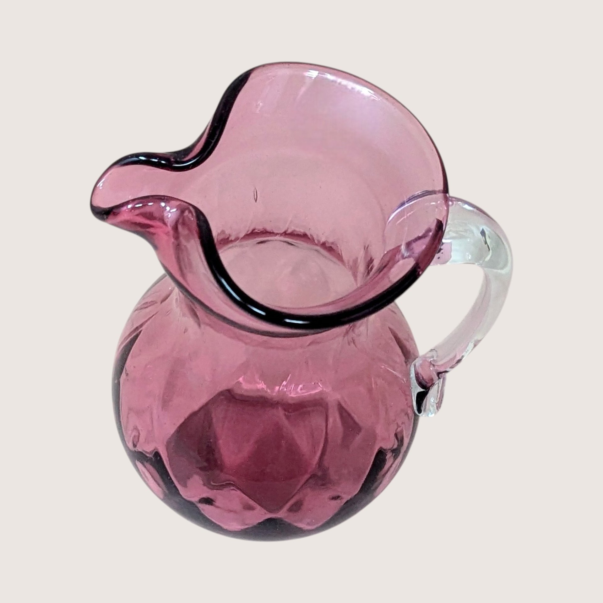 1960s Fenton Cranberry Diamond Optic Pitcher