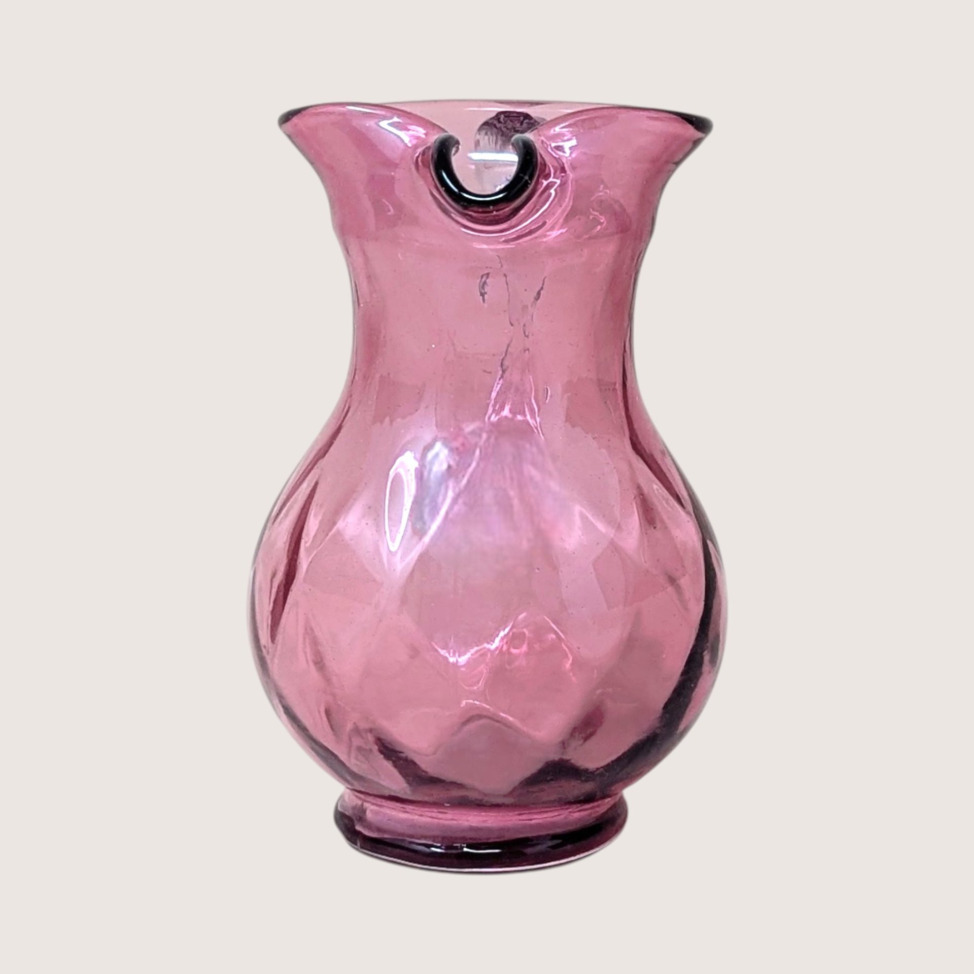 1960s Fenton Cranberry Diamond Optic Pitcher