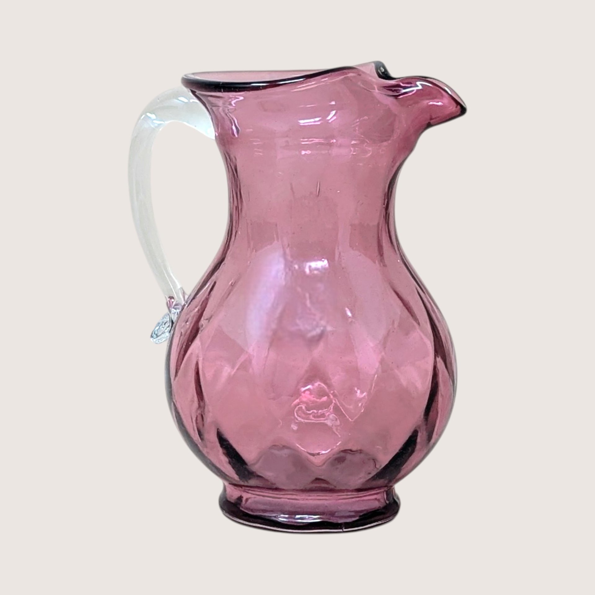 1960s Fenton Cranberry Diamond Optic Pitcher