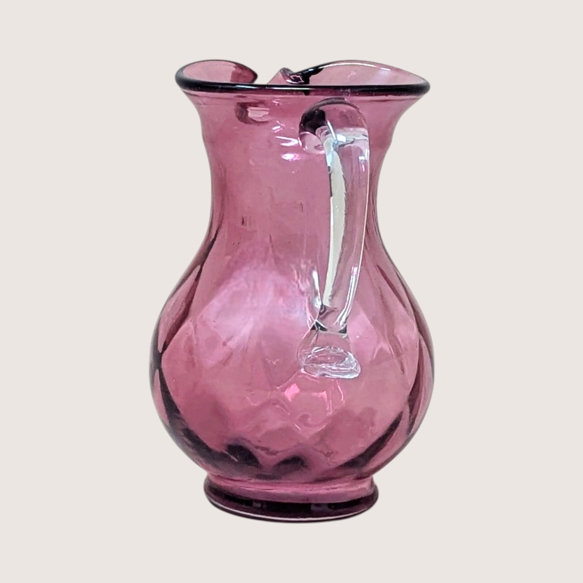 1960s Fenton Cranberry Diamond Optic Pitcher