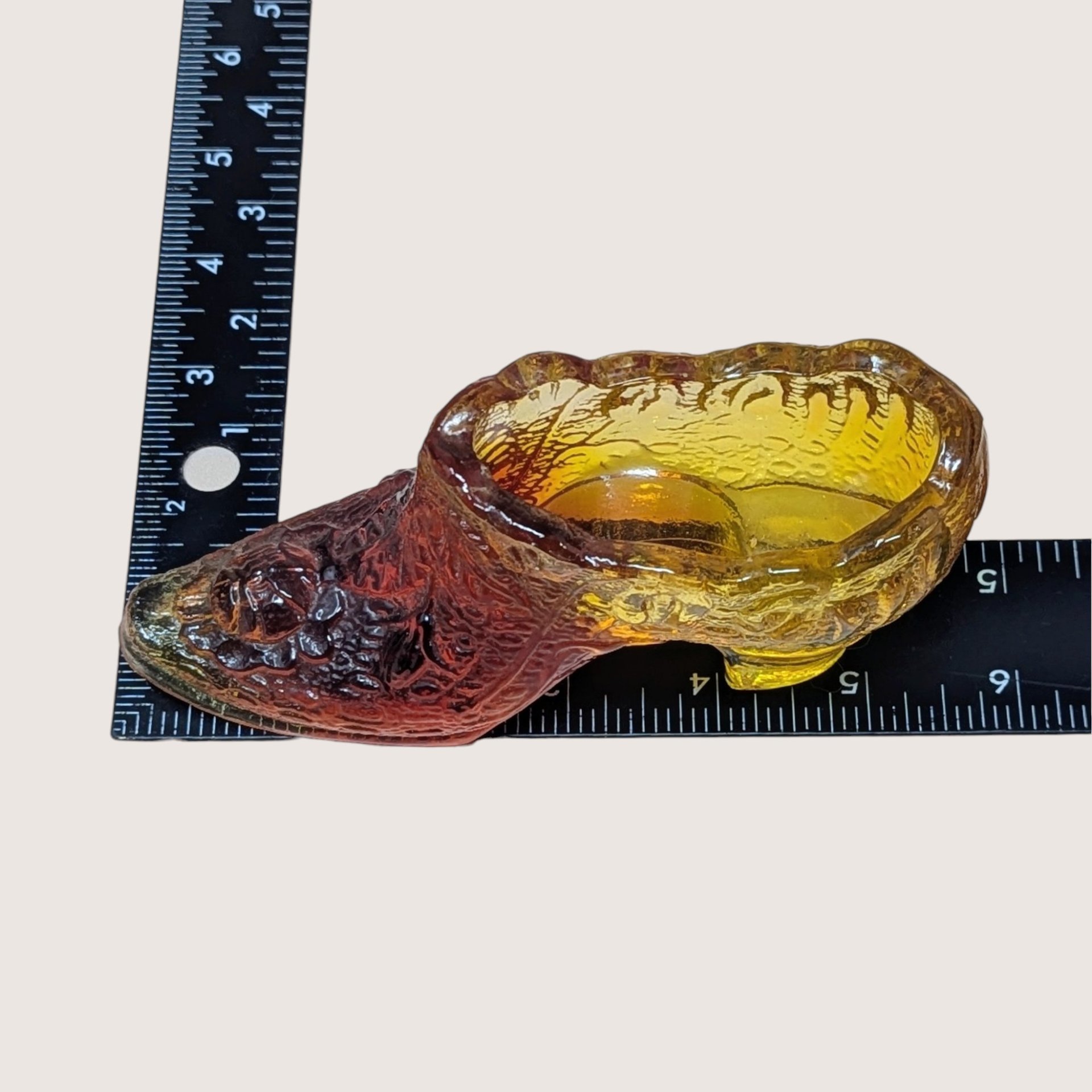 1970s Fenton Amberina Daisy and Button Glass Shoe
