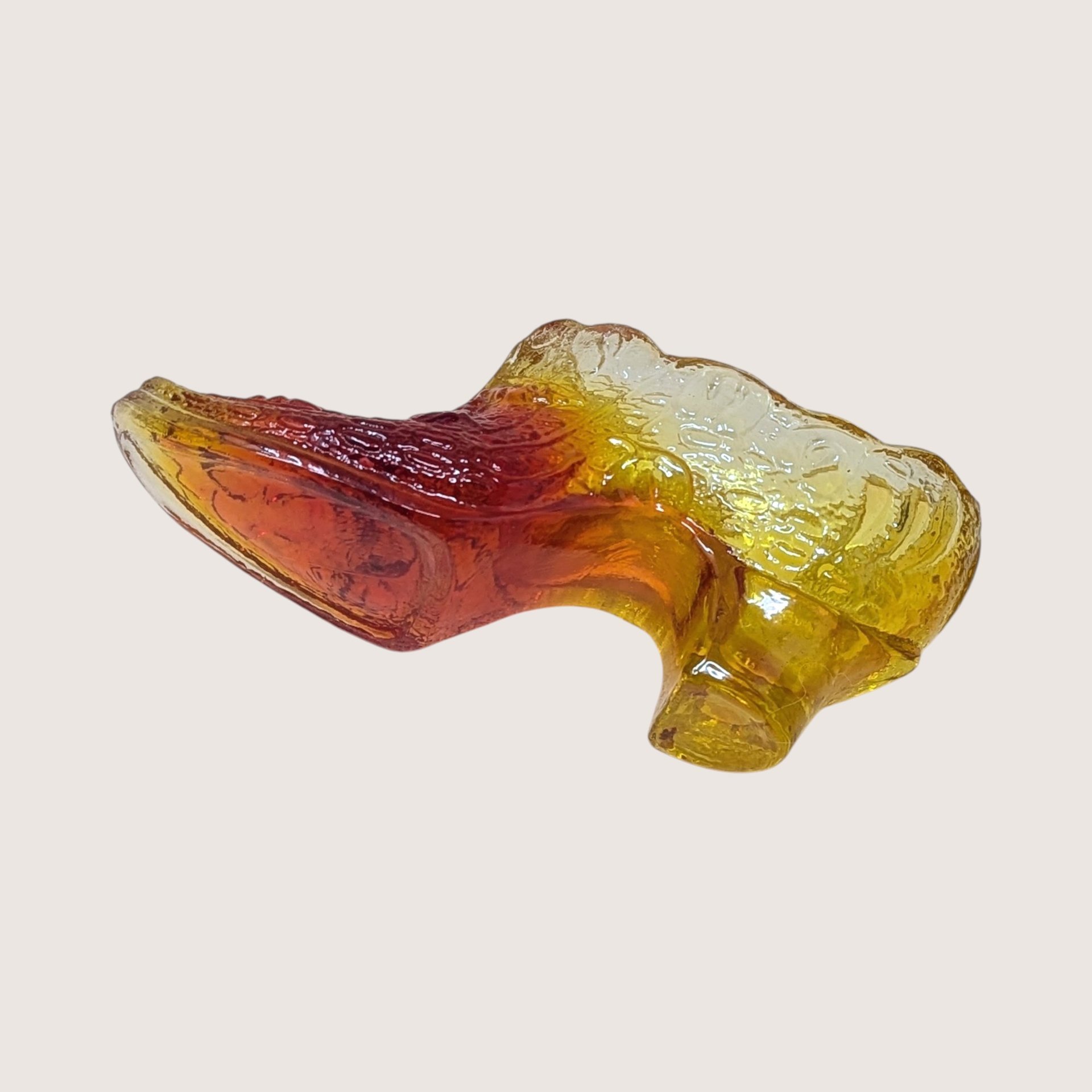 1970s Fenton Amberina Daisy and Button Glass Shoe