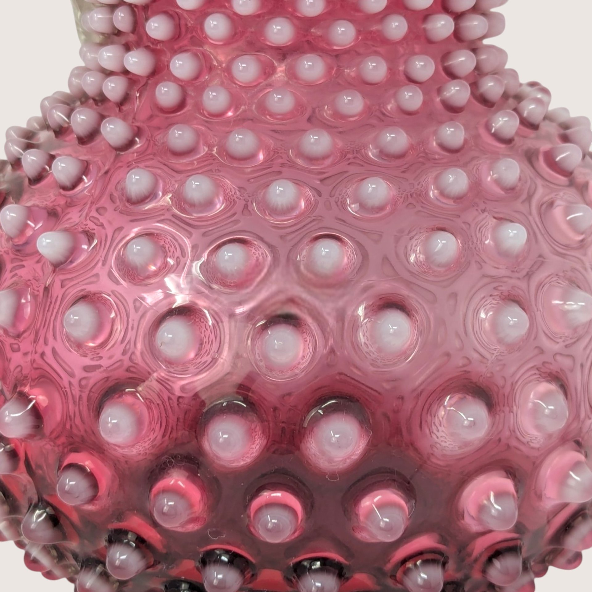 Victorian Cranberry Hobnail Glass Pitcher